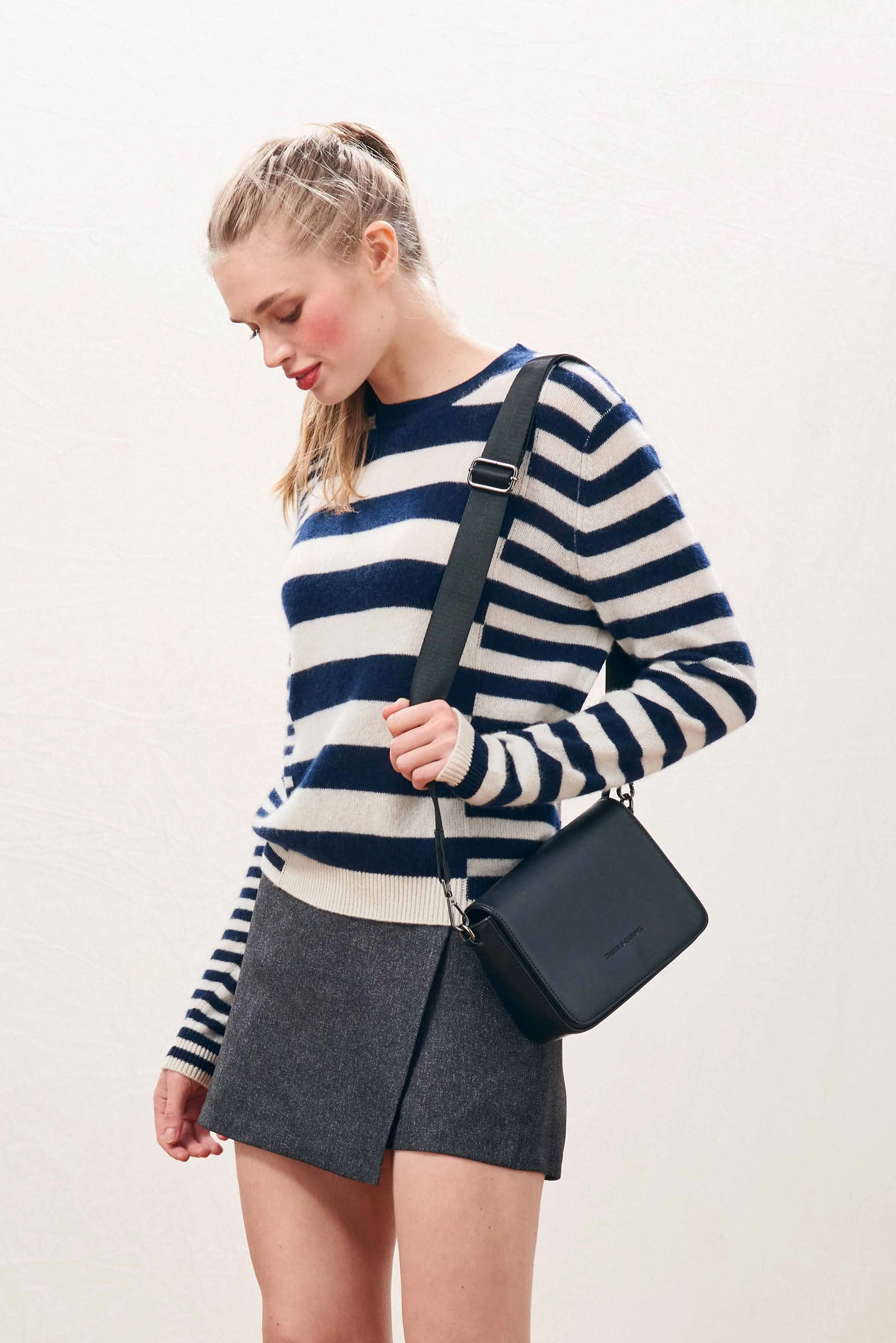 Cashmere Cut Up Stripe Crew in Navy and Cream sold by Jumper 1234 product image thumbnail 4