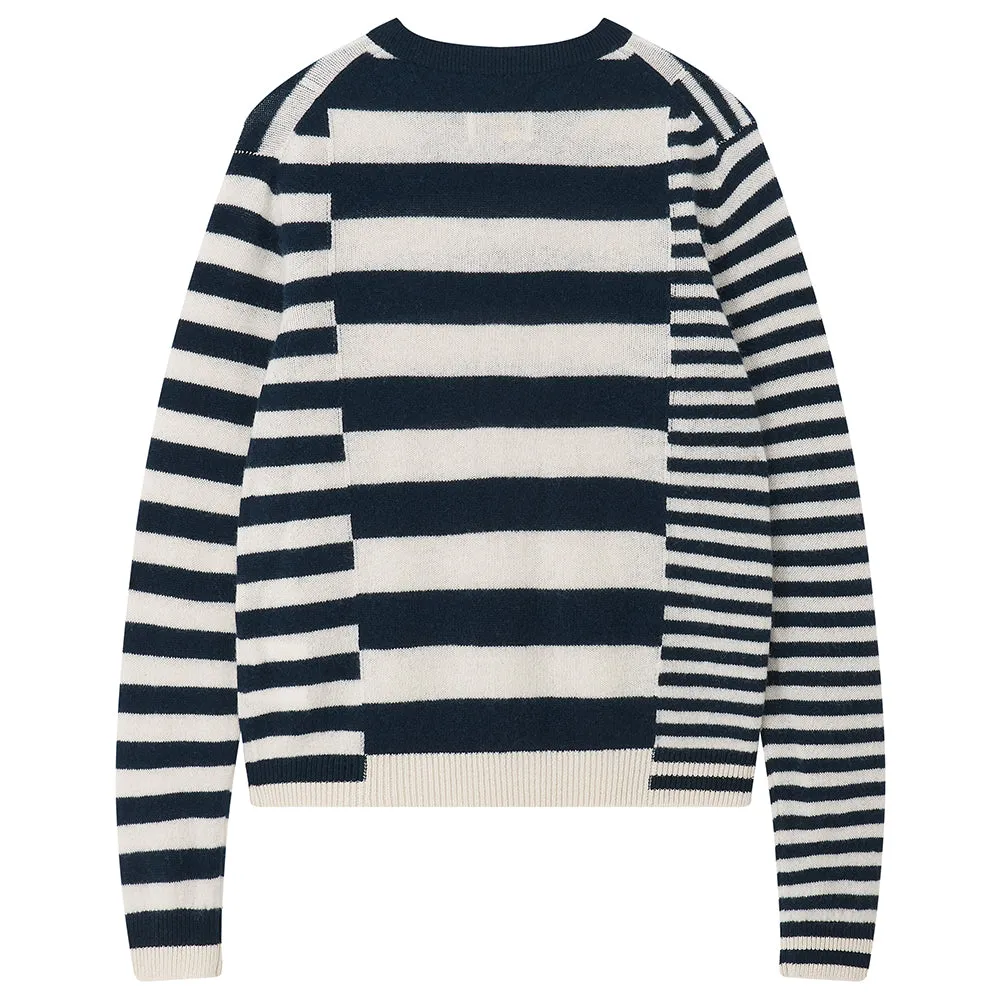 Cashmere Cut Up Stripe Crew in Navy and Cream sold by Jumper 1234 product image thumbnail 2