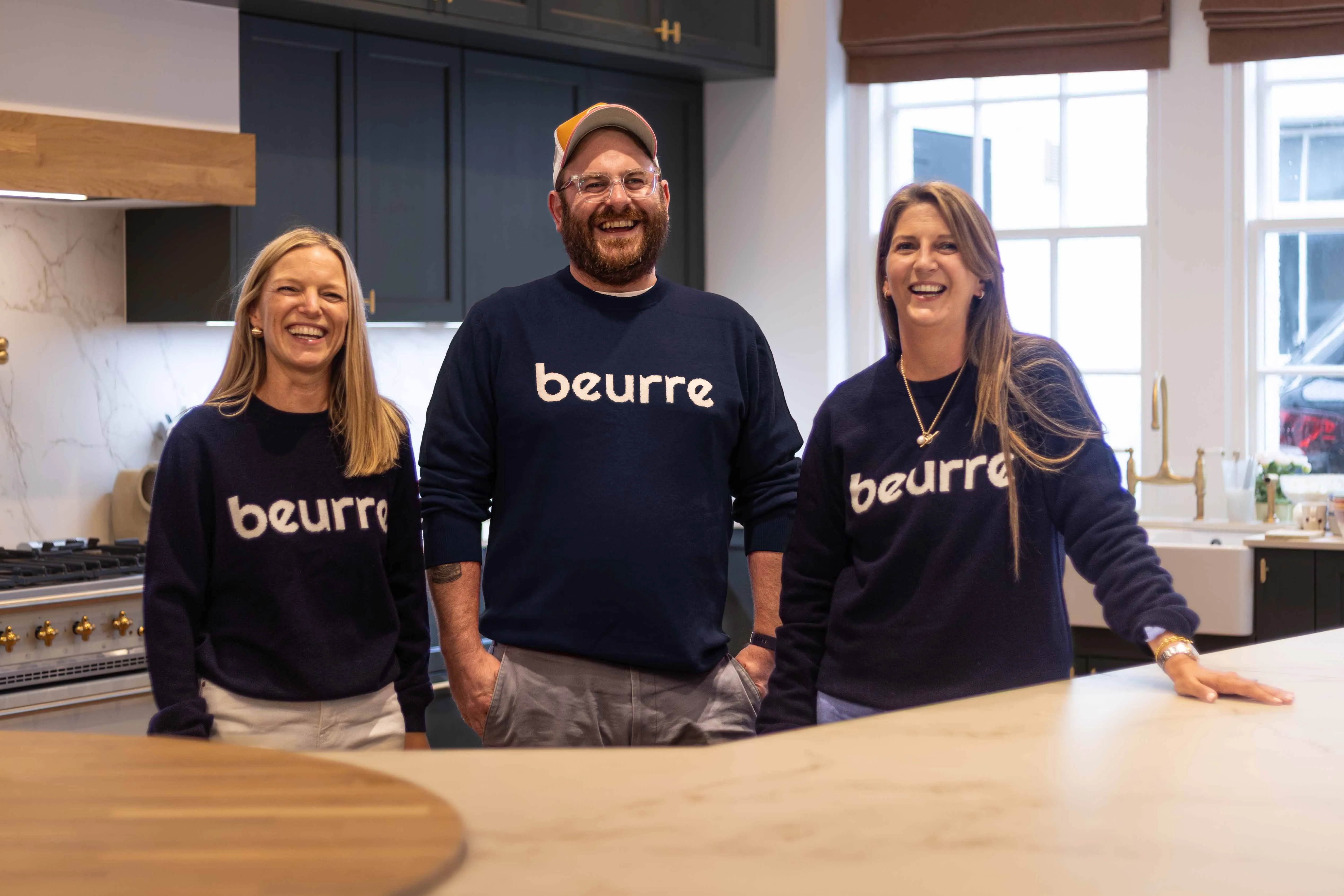 Merino Mens Beurre Crew in Navy and Cream sold by Jumper 1234 product image thumbnail 4