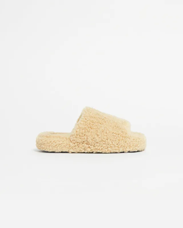 Dillon Sand Bouclette Slipper sold by Apparis