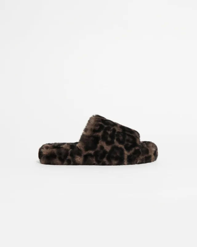 Dillon Dark Leopard Slide sold by Apparis