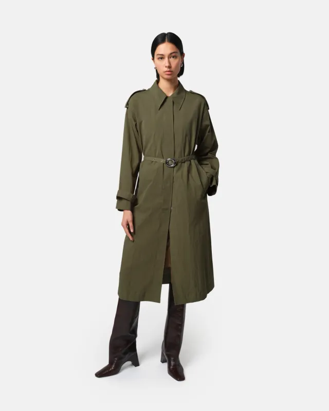 Ozzy Trench Coat Desert Green sold by Apparis