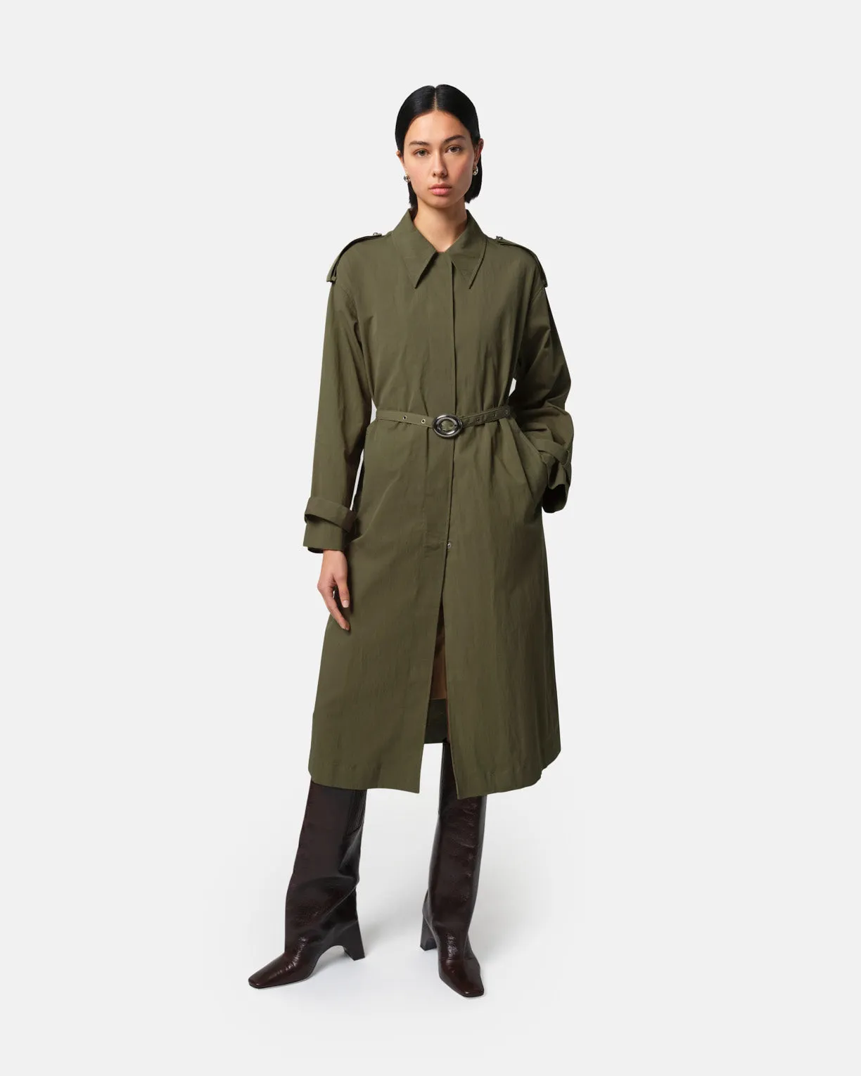 Ozzy Trench Coat Desert Green sold by Apparis