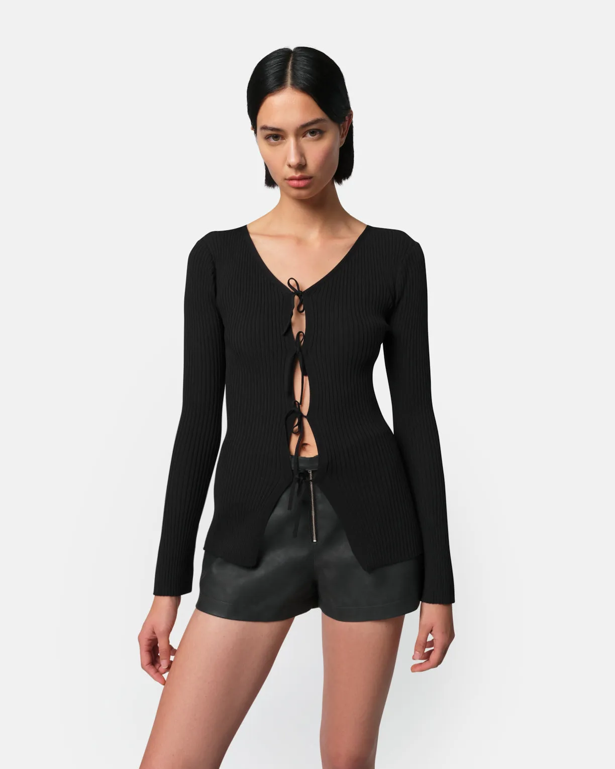 Wren Tie Cardigan Noir sold by Apparis