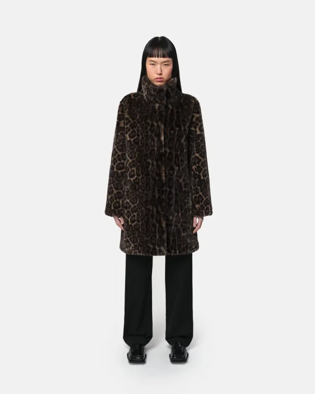 Blair Dark Leopard Mid-Length Coat sold by Apparis