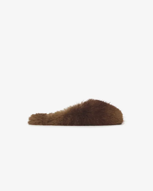 Demi Mink Mule Slipper made by Apparis