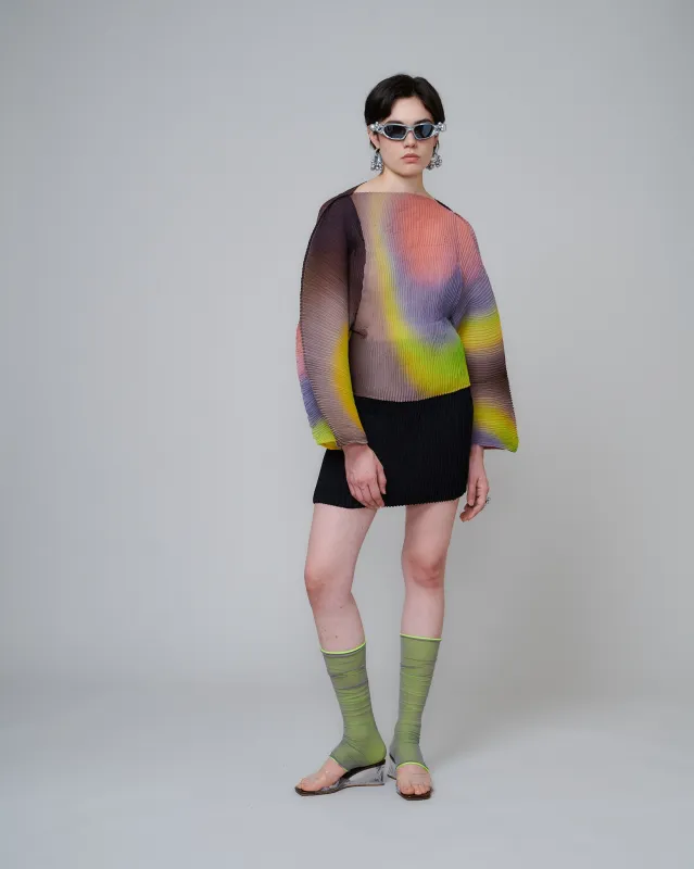 Rana Handpleated Top in Rainbow Rain sold by Julia Heuer