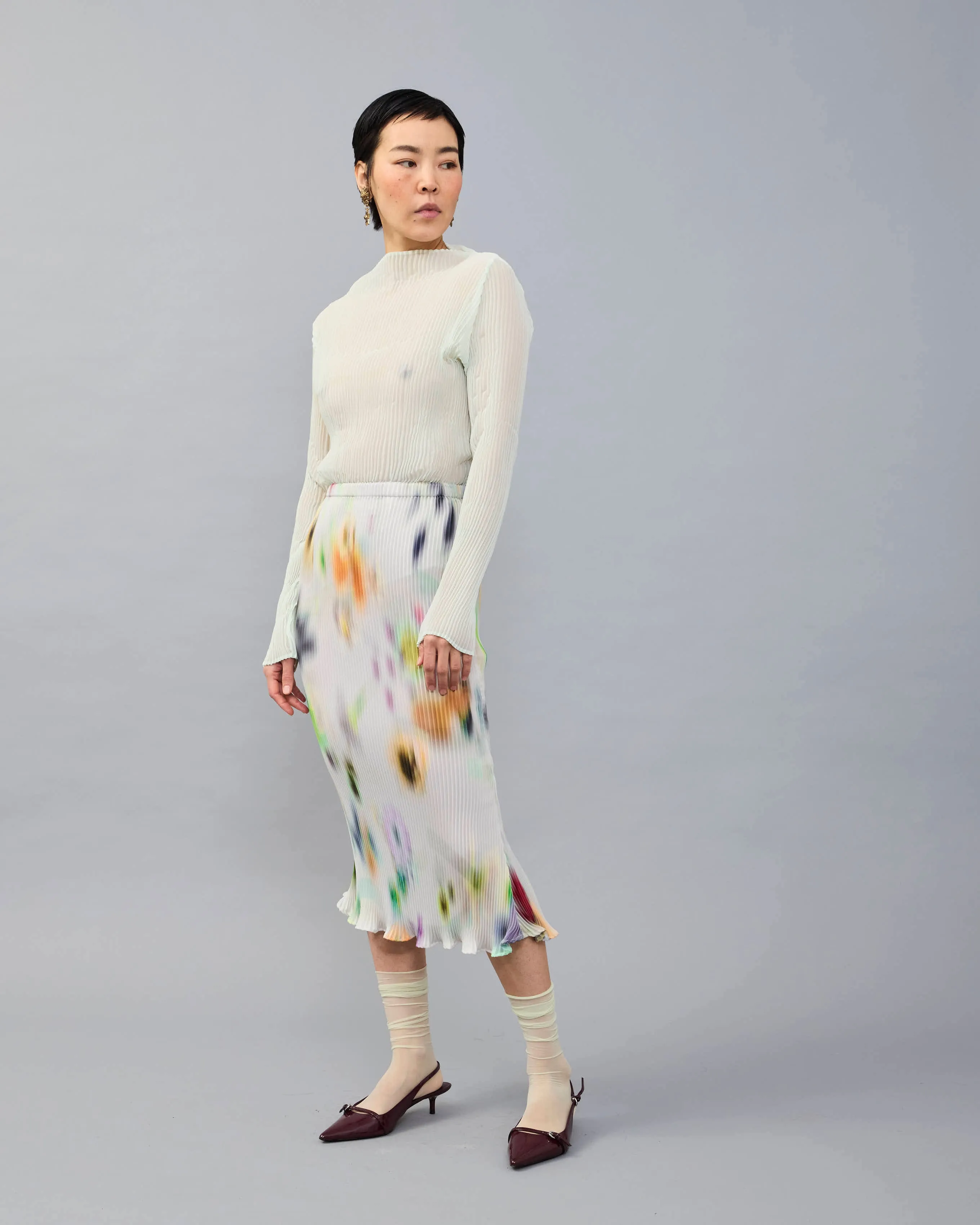 Milla Pleated Skirt in light Mayu sold by Julia Heuer