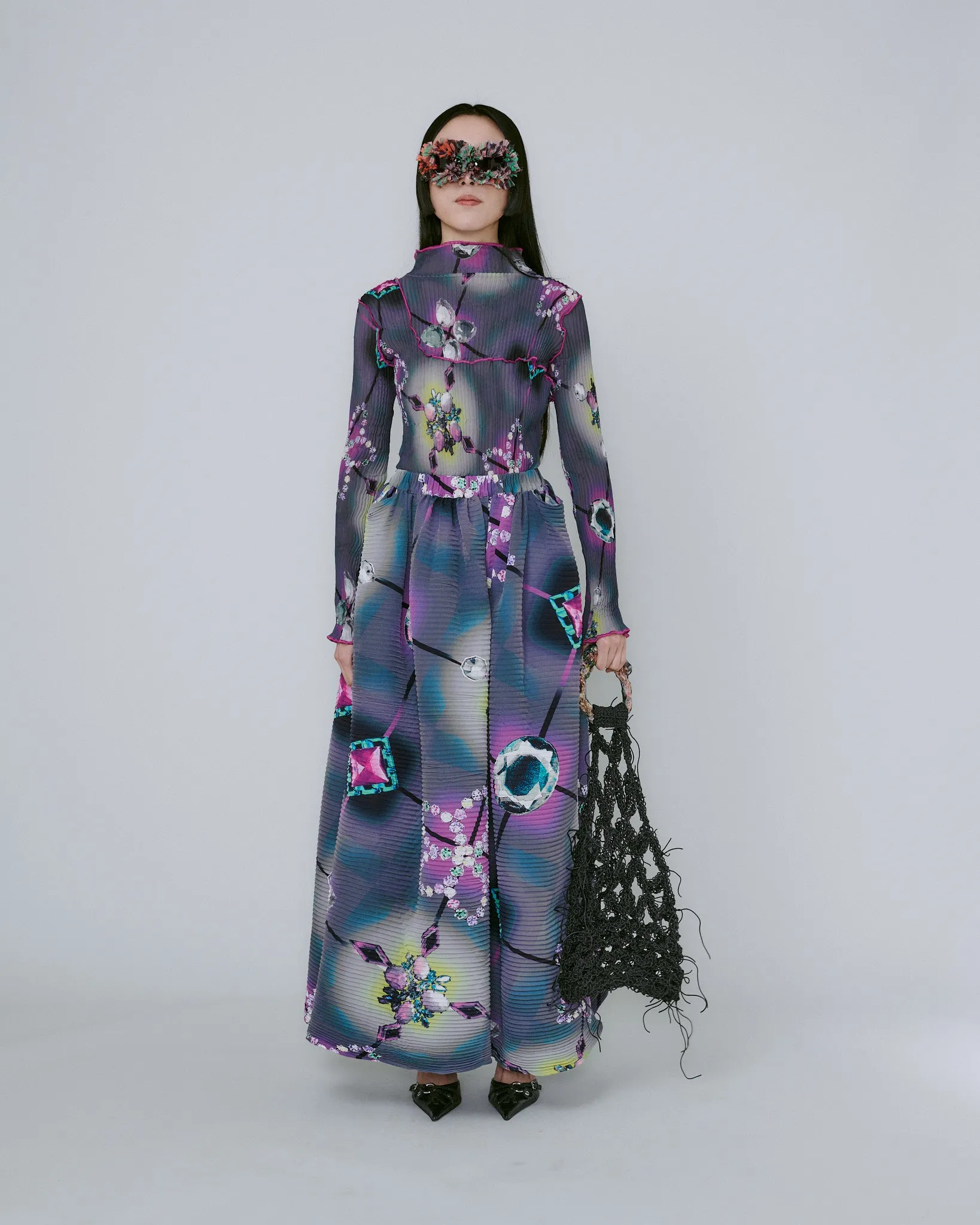 Handpleated Gaia Skirt in Dark Raisa sold by Julia Heuer