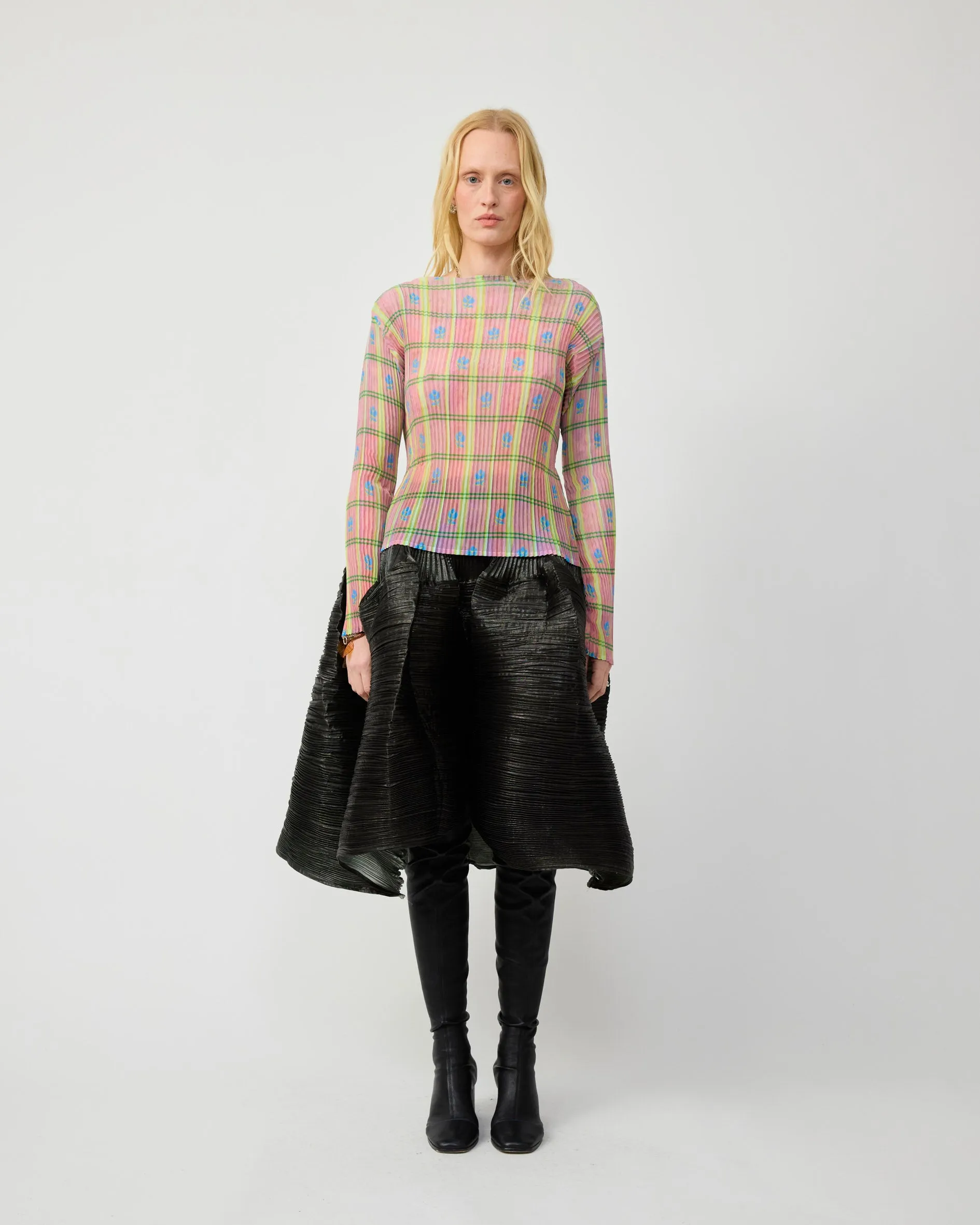 LEE PLEATED TOP IN BLUSH ROMAN sold by Julia Heuer