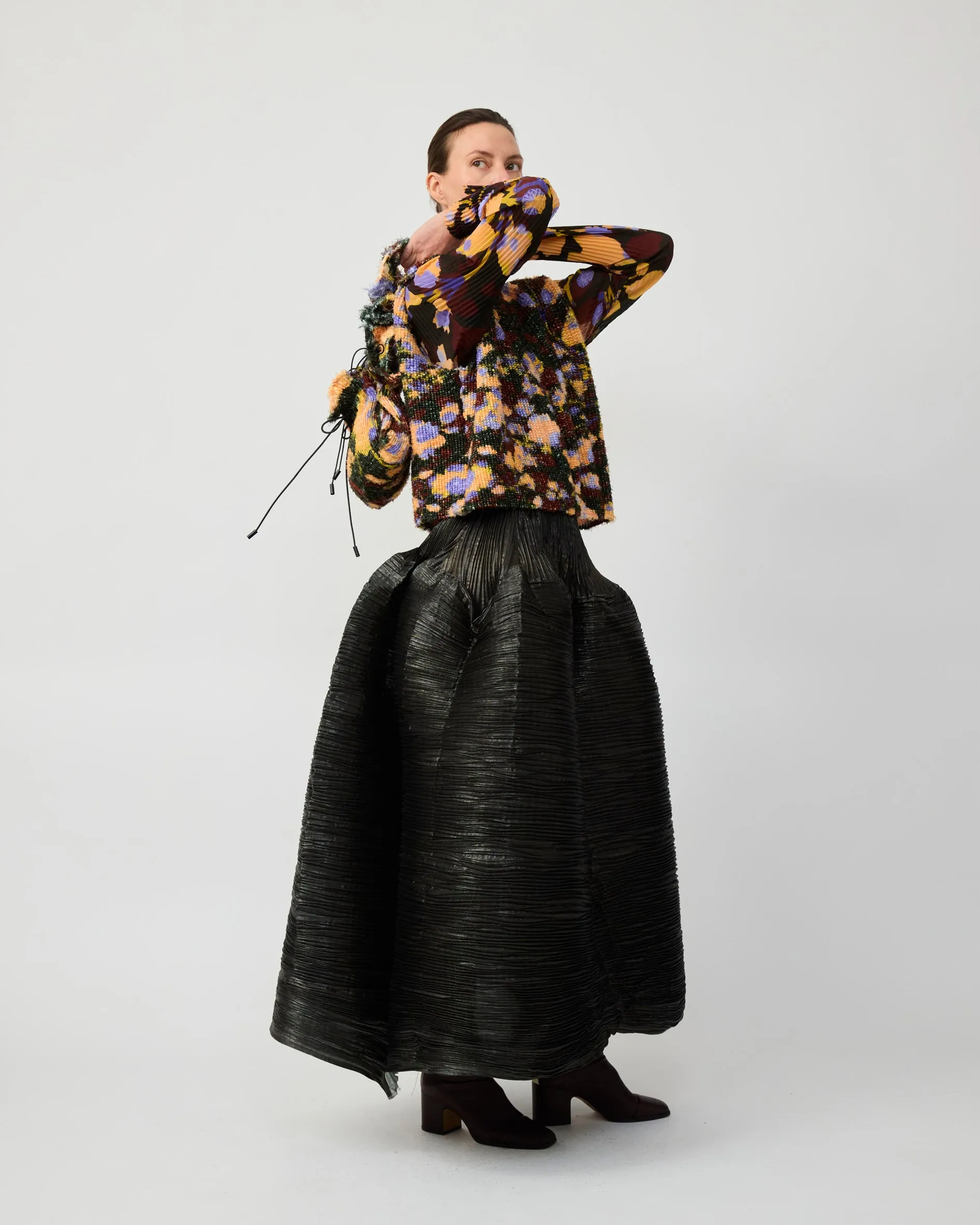 LUTZ CROSS PLEATED FURRY TOP IN AMBER INGRID sold by Julia Heuer product image thumbnail 4