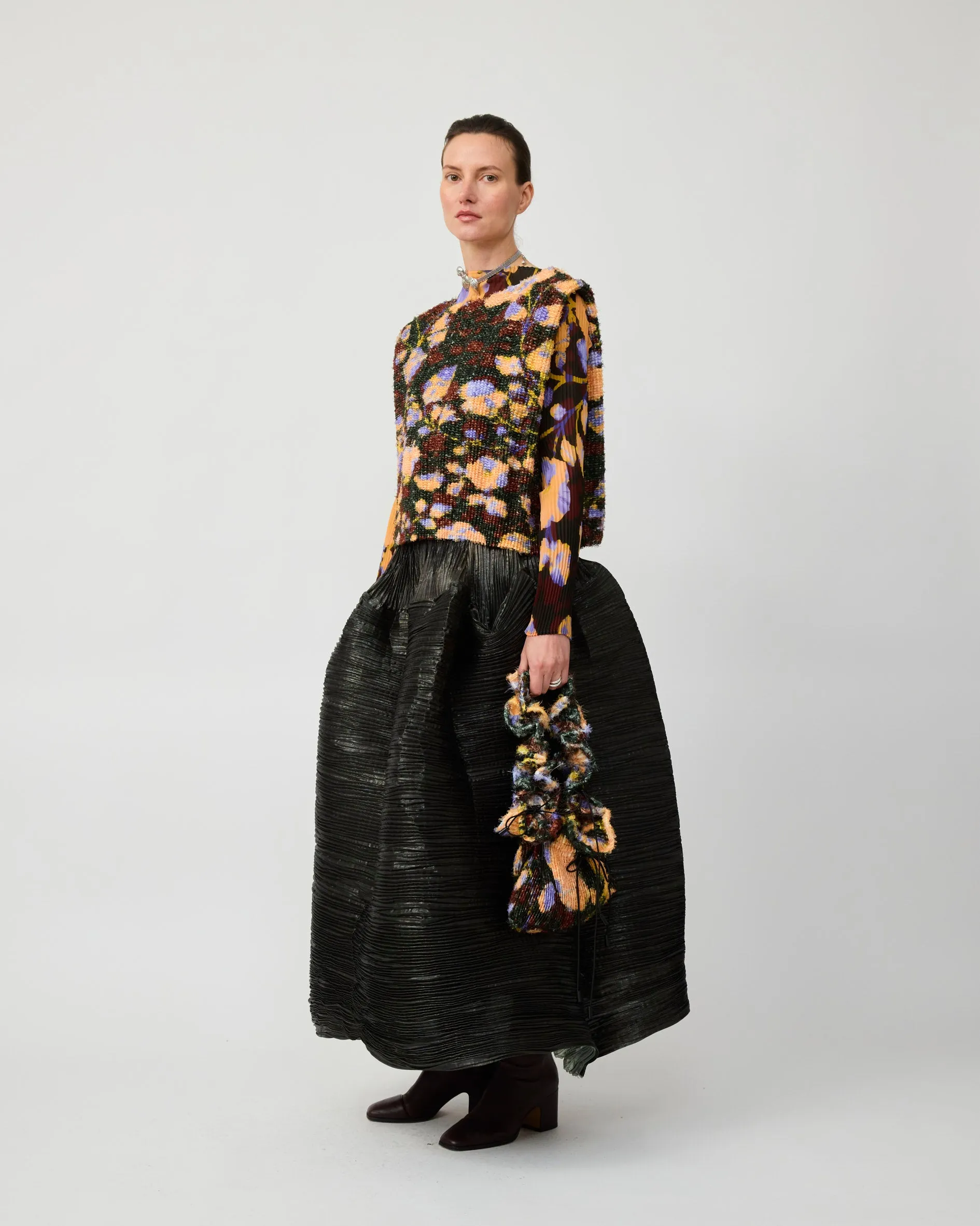 LUTZ CROSS PLEATED FURRY TOP IN AMBER INGRID sold by Julia Heuer product image thumbnail 2