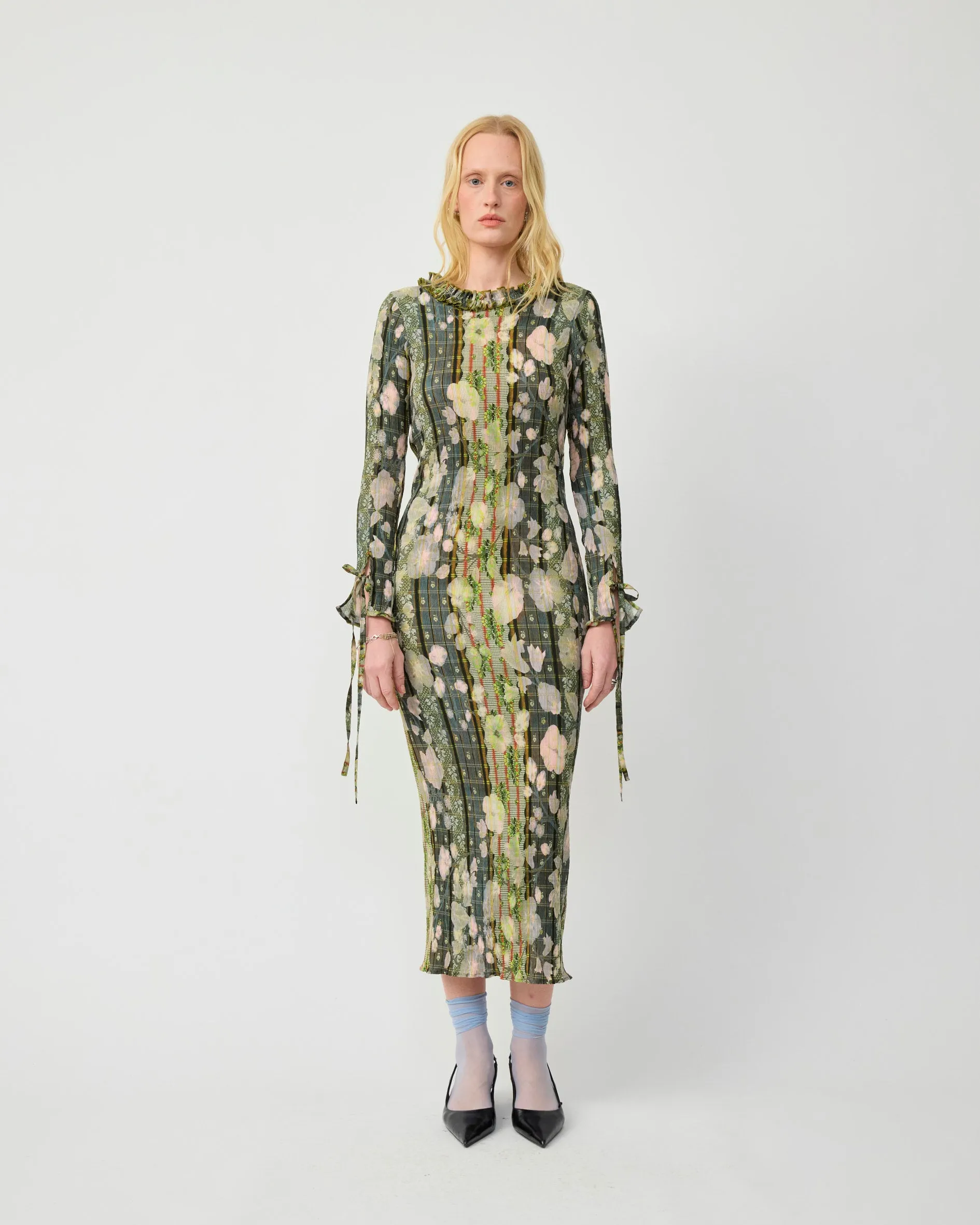 HUXLEY SMOCK PLEATED DRESS IN BRUNO sold by Julia Heuer