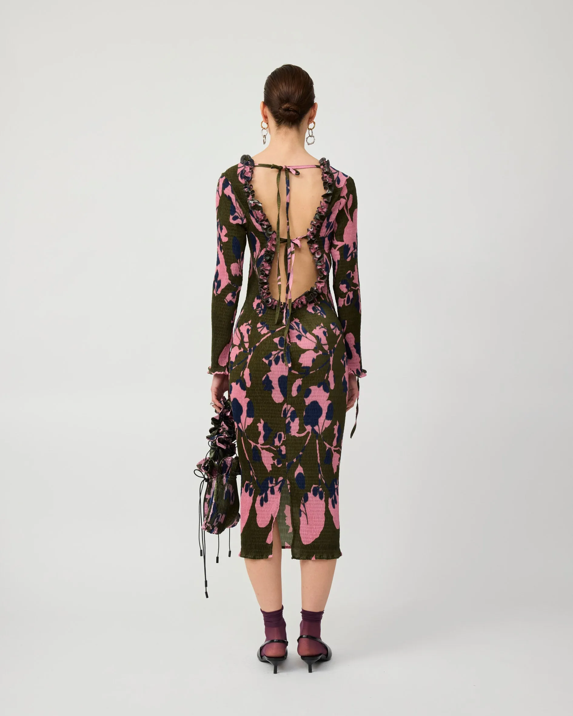 HUXLEY SMOCK PLEATED DRESS IN MOSS INGRID sold by Julia Heuer product image thumbnail 3