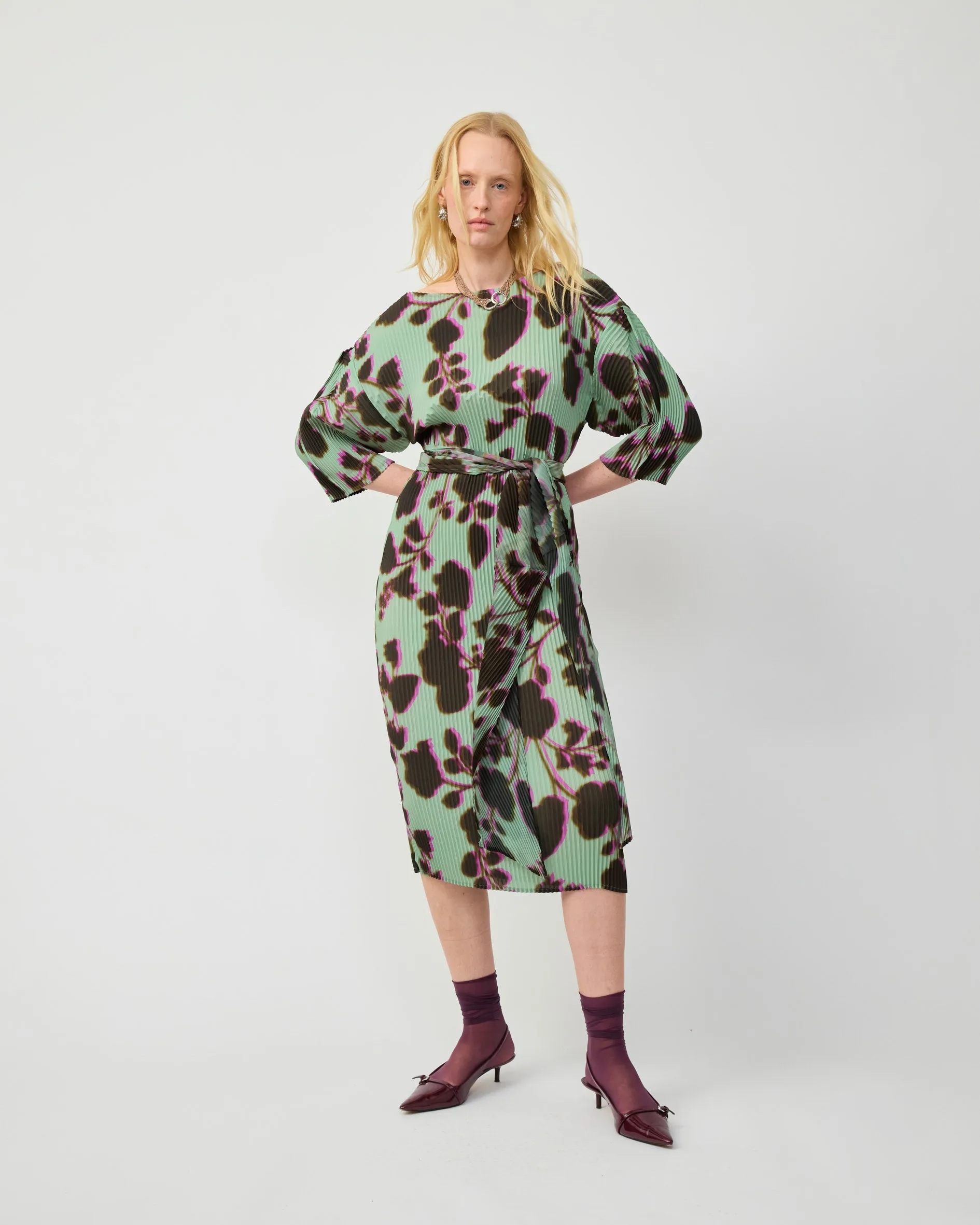 LEILA PLEATED DRESS IN PEPPERMINT INGRID sold by Julia Heuer product image thumbnail 3