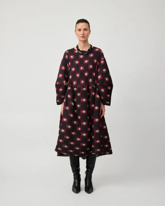 PAX HANDPLEATED DRESS IN RUBY ROMAN made by Julia Heuer