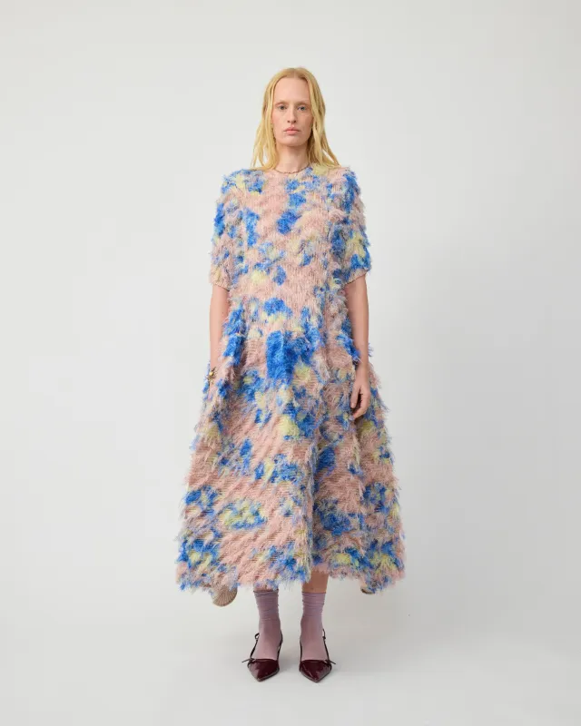 KNOX PLEATED FURRY DRESS IN BLUSH INGRID made by Julia Heuer