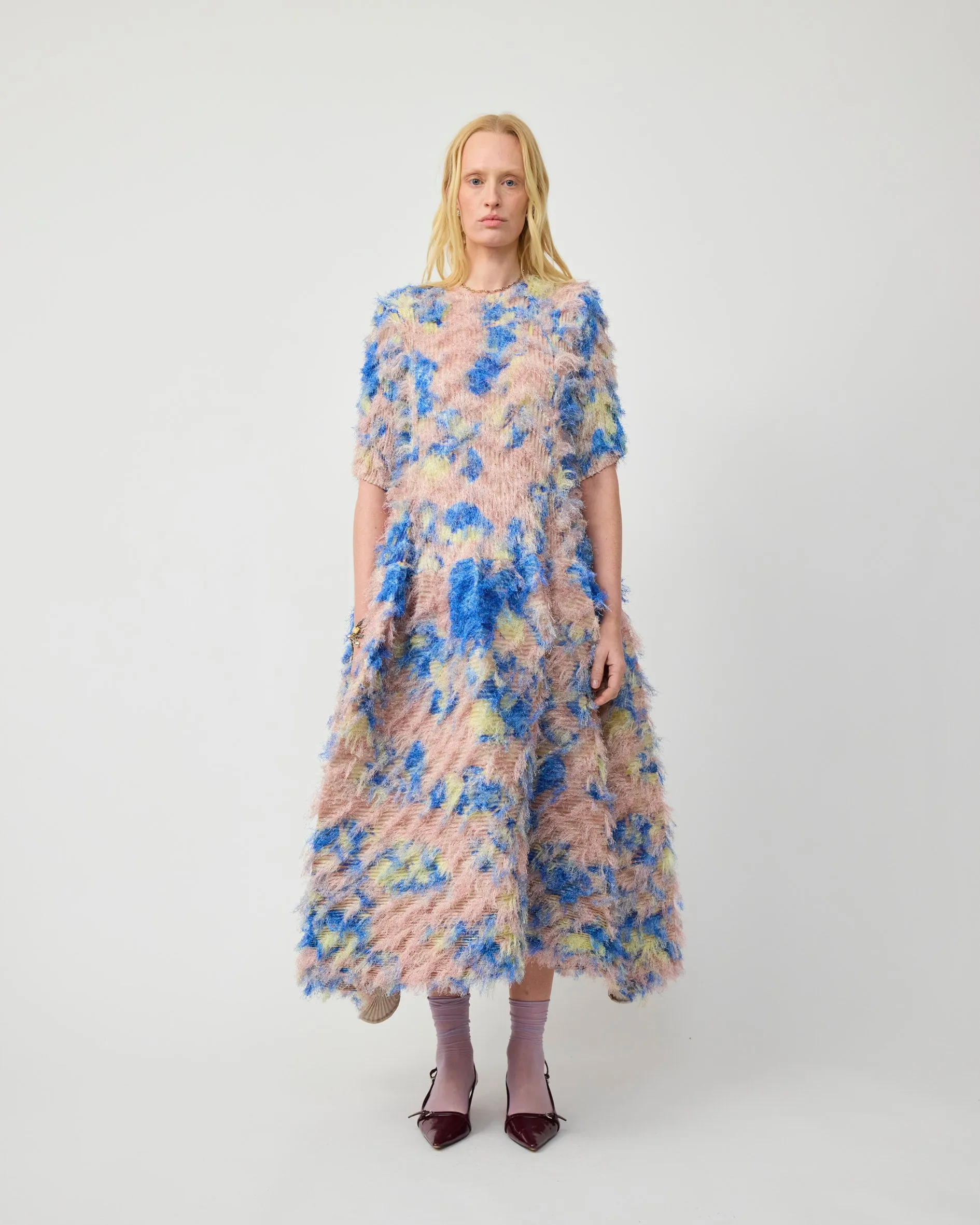 KNOX PLEATED FURRY DRESS IN BLUSH INGRID sold by Julia Heuer