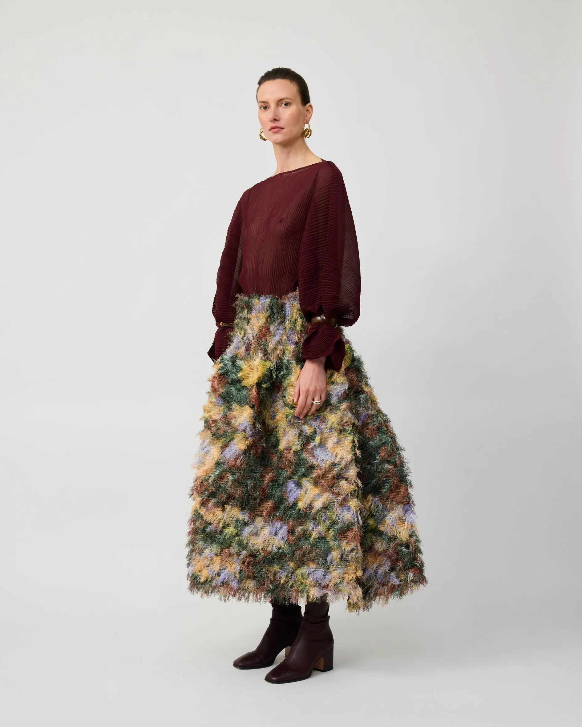 KENZA PLEATED FURRY SKIRT IN AMBER INGRID sold by Julia Heuer product image thumbnail 2