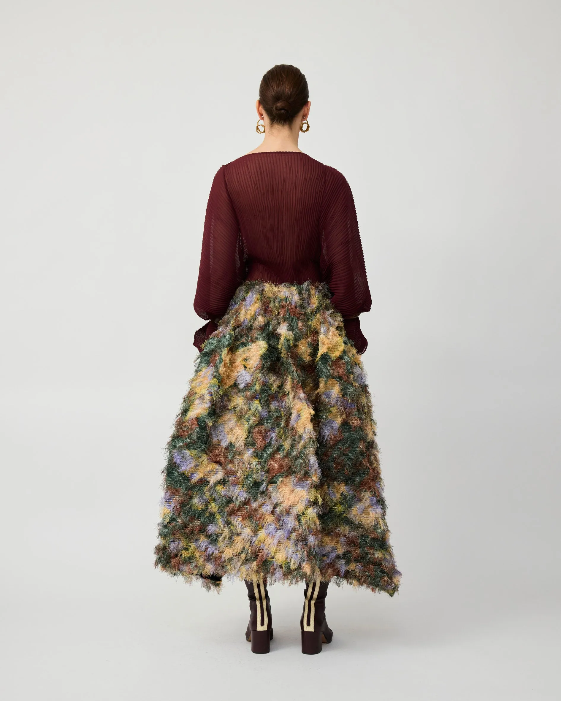 KENZA PLEATED FURRY SKIRT IN AMBER INGRID sold by Julia Heuer product image thumbnail 3
