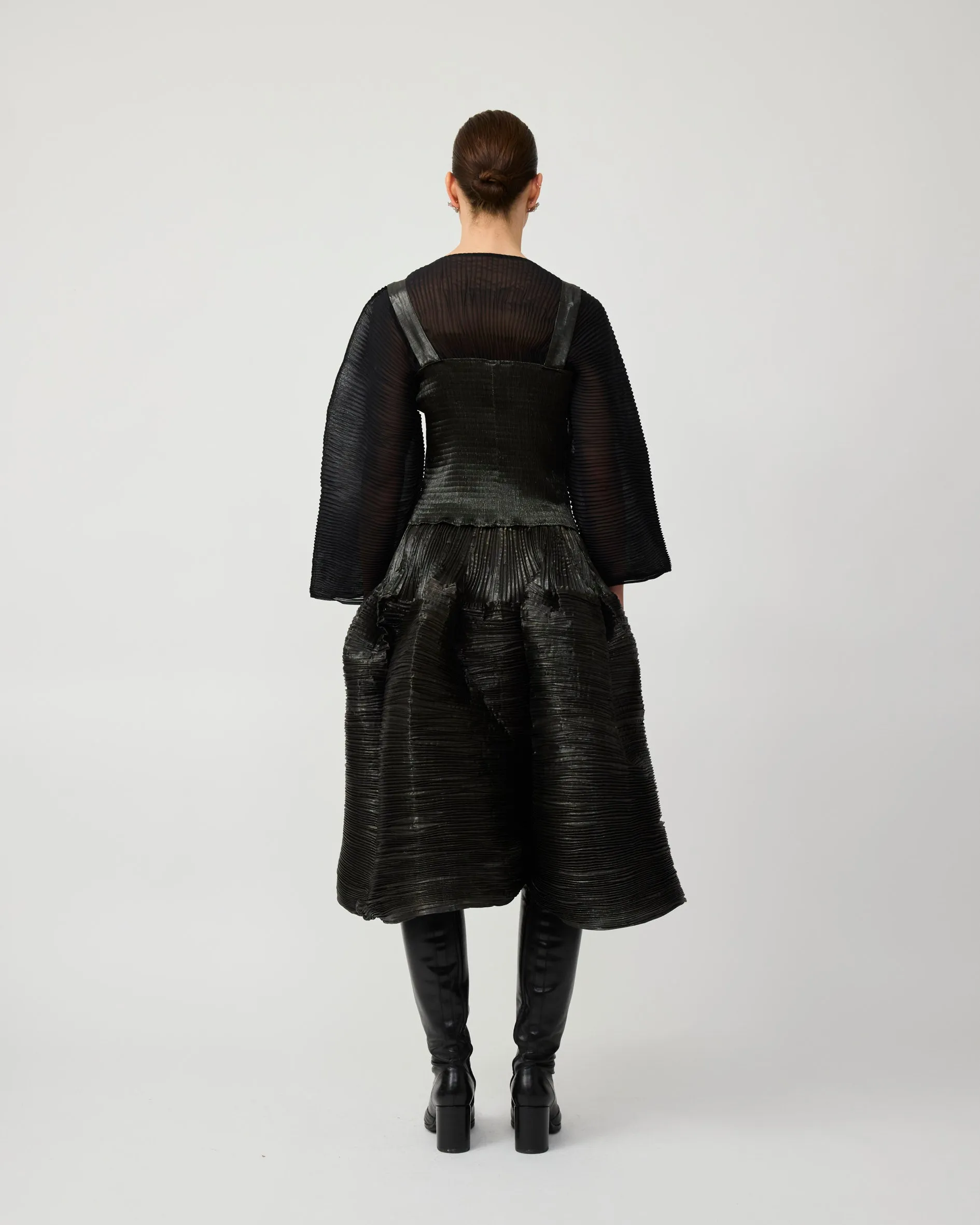 KENZA HANDPLEATED SKIRT IN MOSS METALLIC sold by Julia Heuer product image thumbnail 4