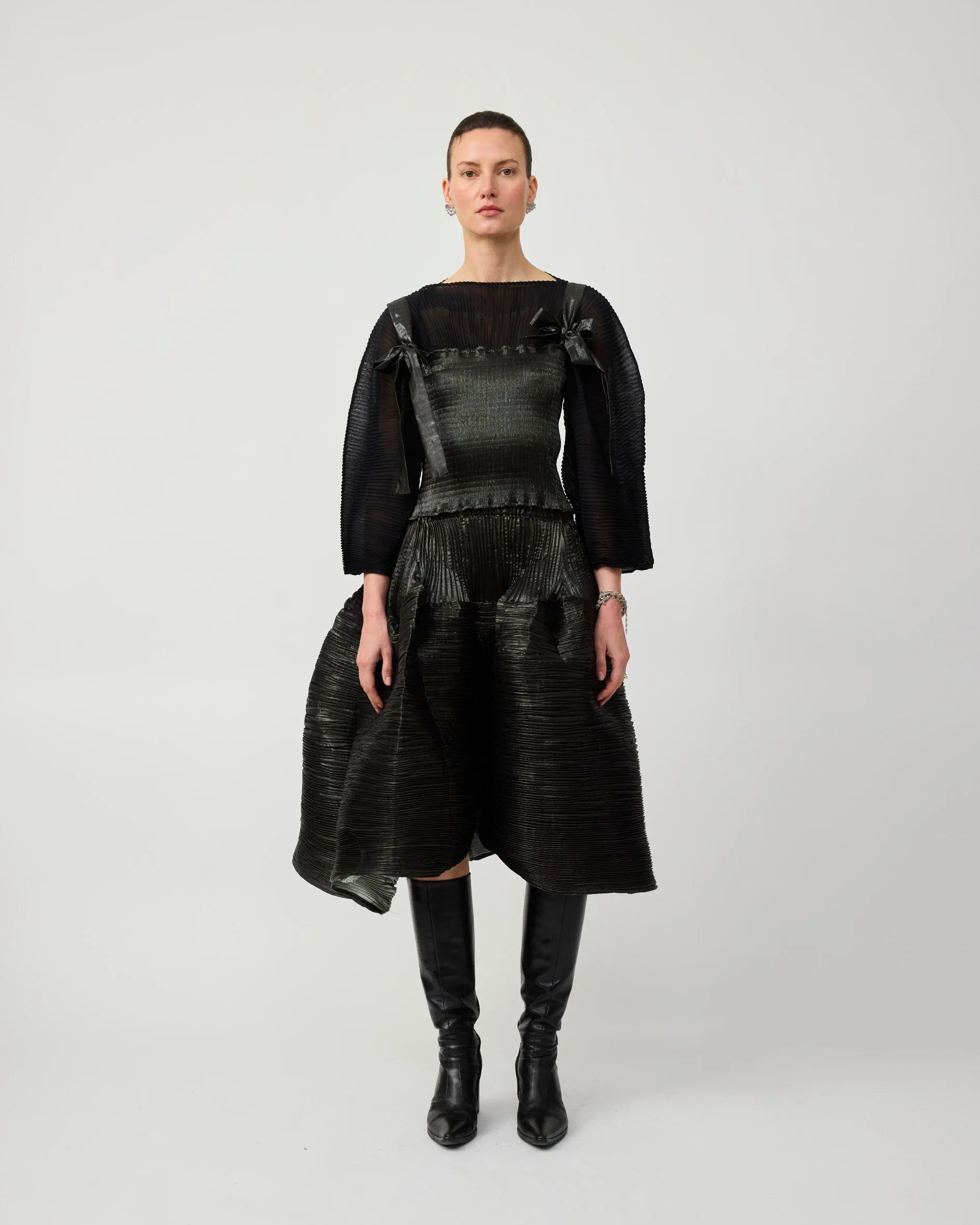 KENZA HANDPLEATED SKIRT IN MOSS METALLIC sold by Julia Heuer product image thumbnail 2