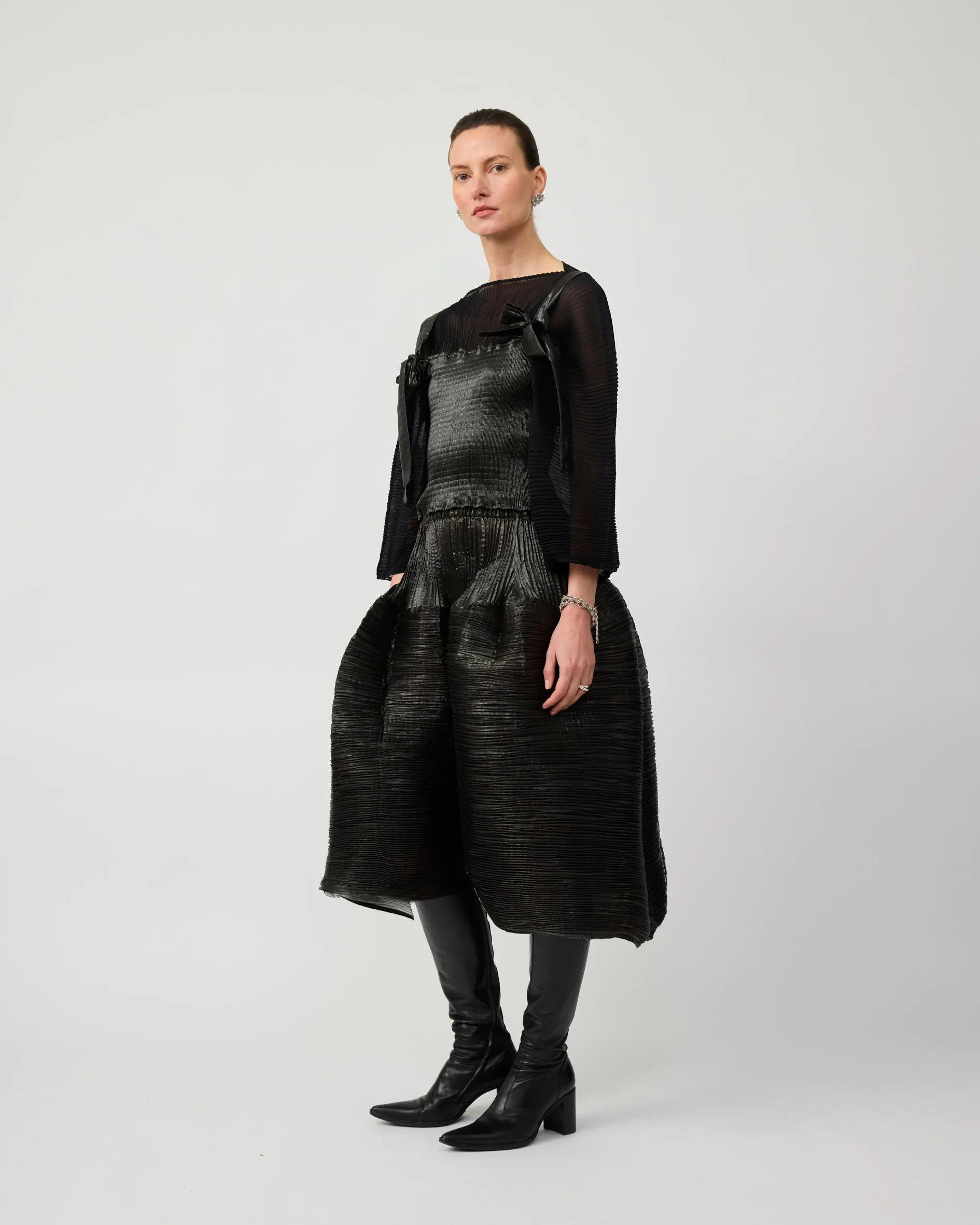 KENZA HANDPLEATED SKIRT IN MOSS METALLIC sold by Julia Heuer product image thumbnail 3