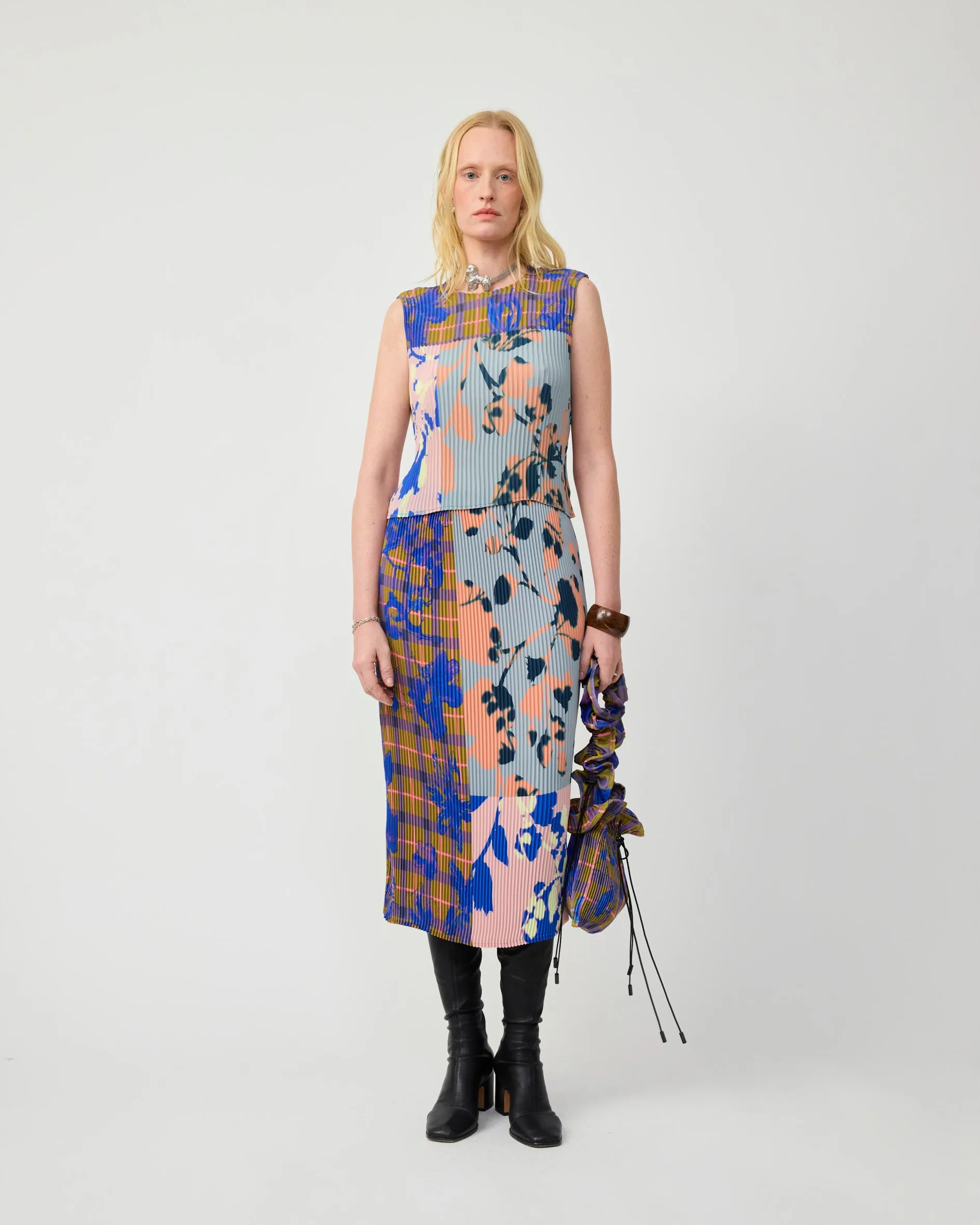 THELMA PLEATED TOP IN PATCHWORK INGRID sold by Julia Heuer