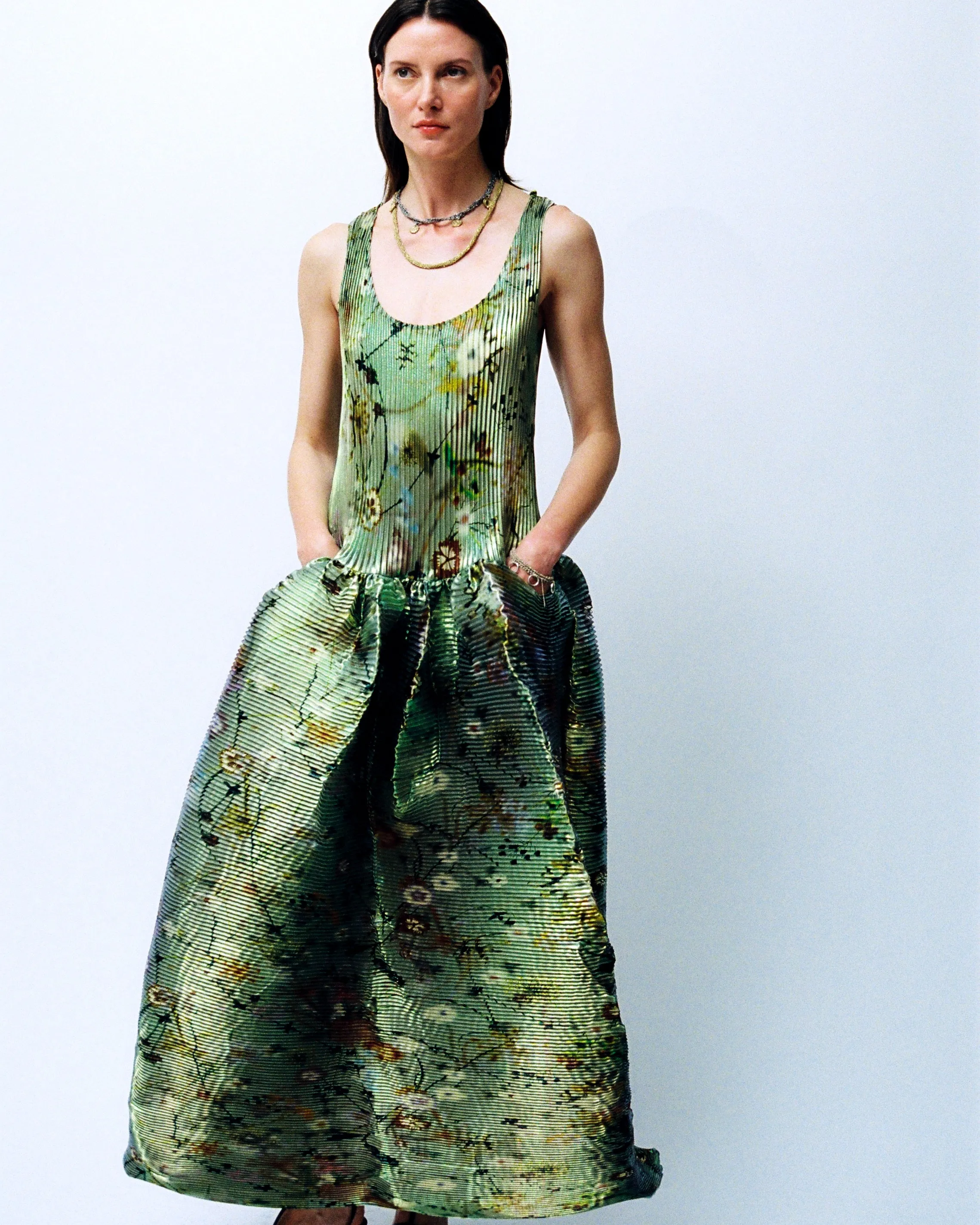 Moon Pleated Dress in Iridescent Frances - Couture Length sold by Julia Heuer