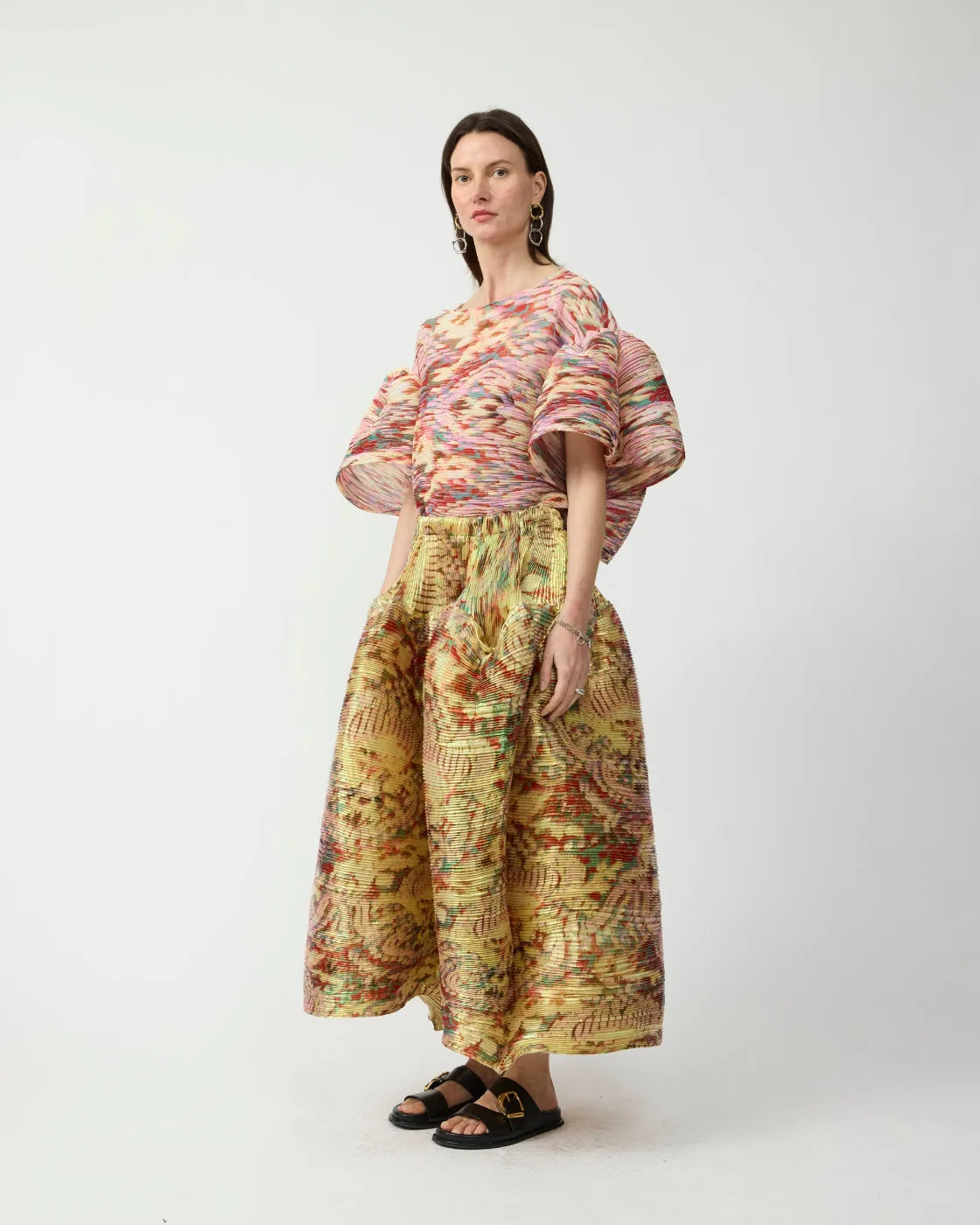 Kenza Handpleated Skirt in Iridescent Jim - Couture Length sold by Julia Heuer