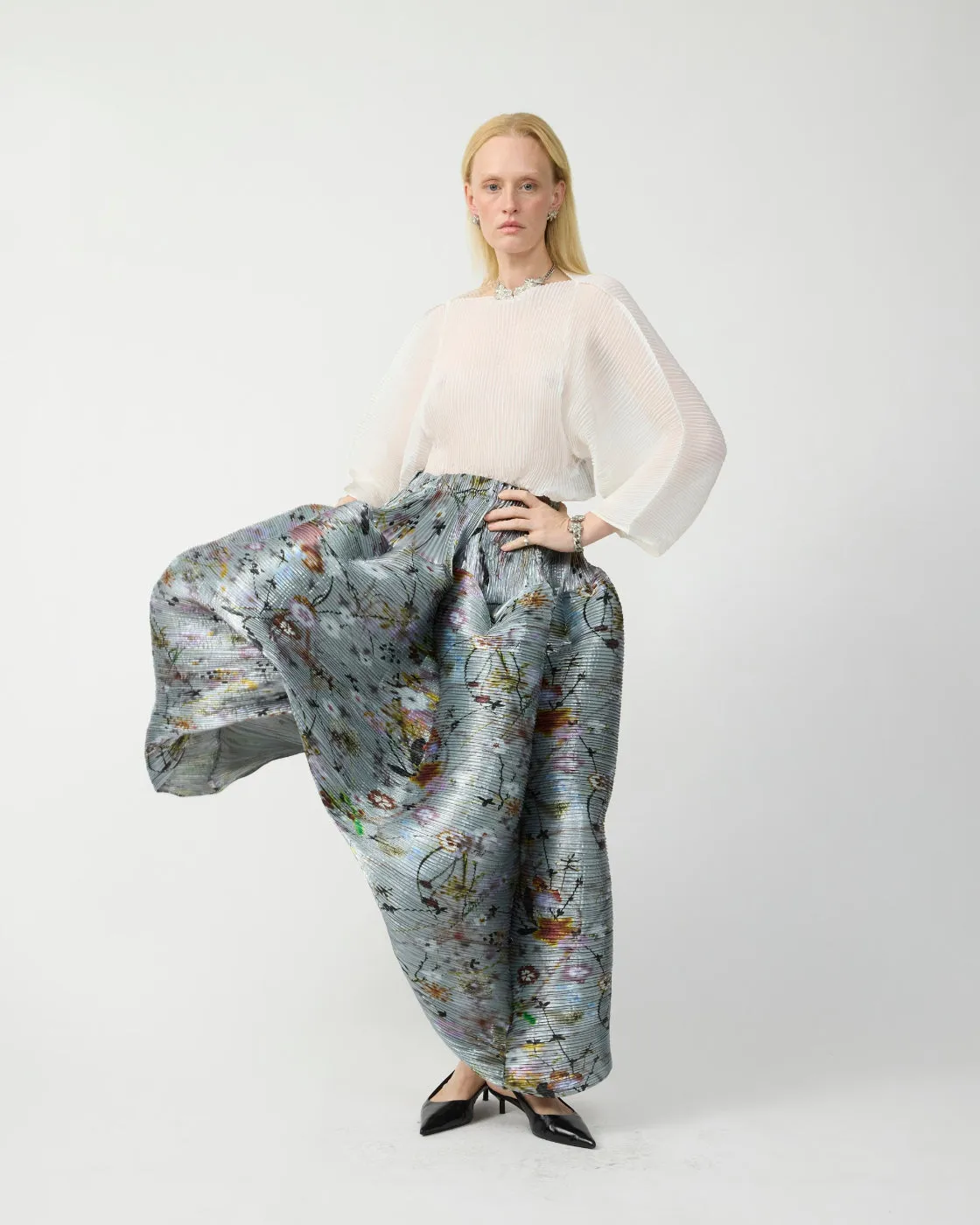 Kenza Handpleated Skirt in Metallic Frances - Couture Length sold by Julia Heuer