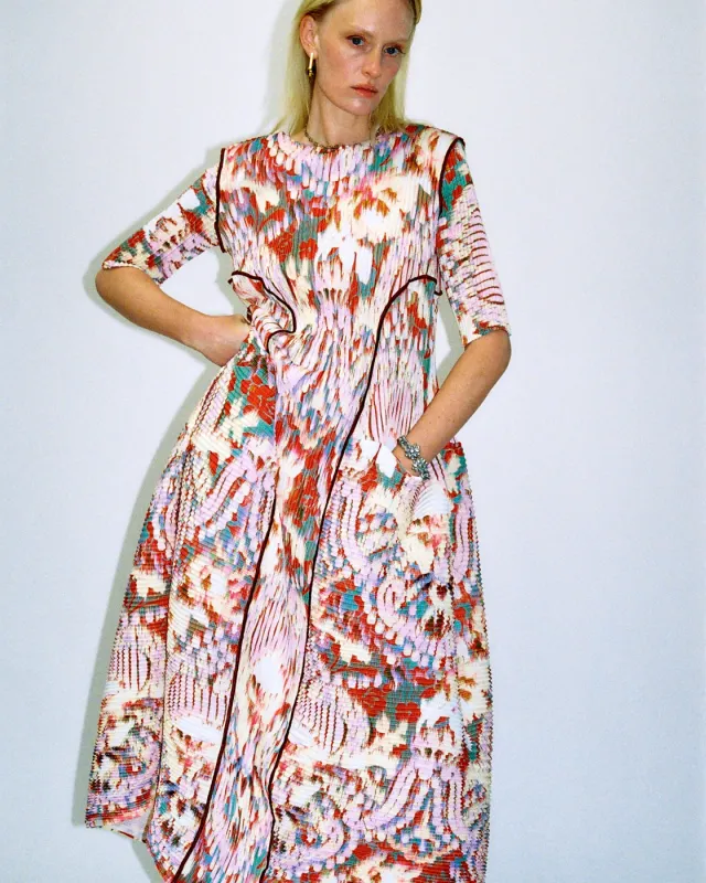 Uma Handpleated Dress in Jim sold by Julia Heuer