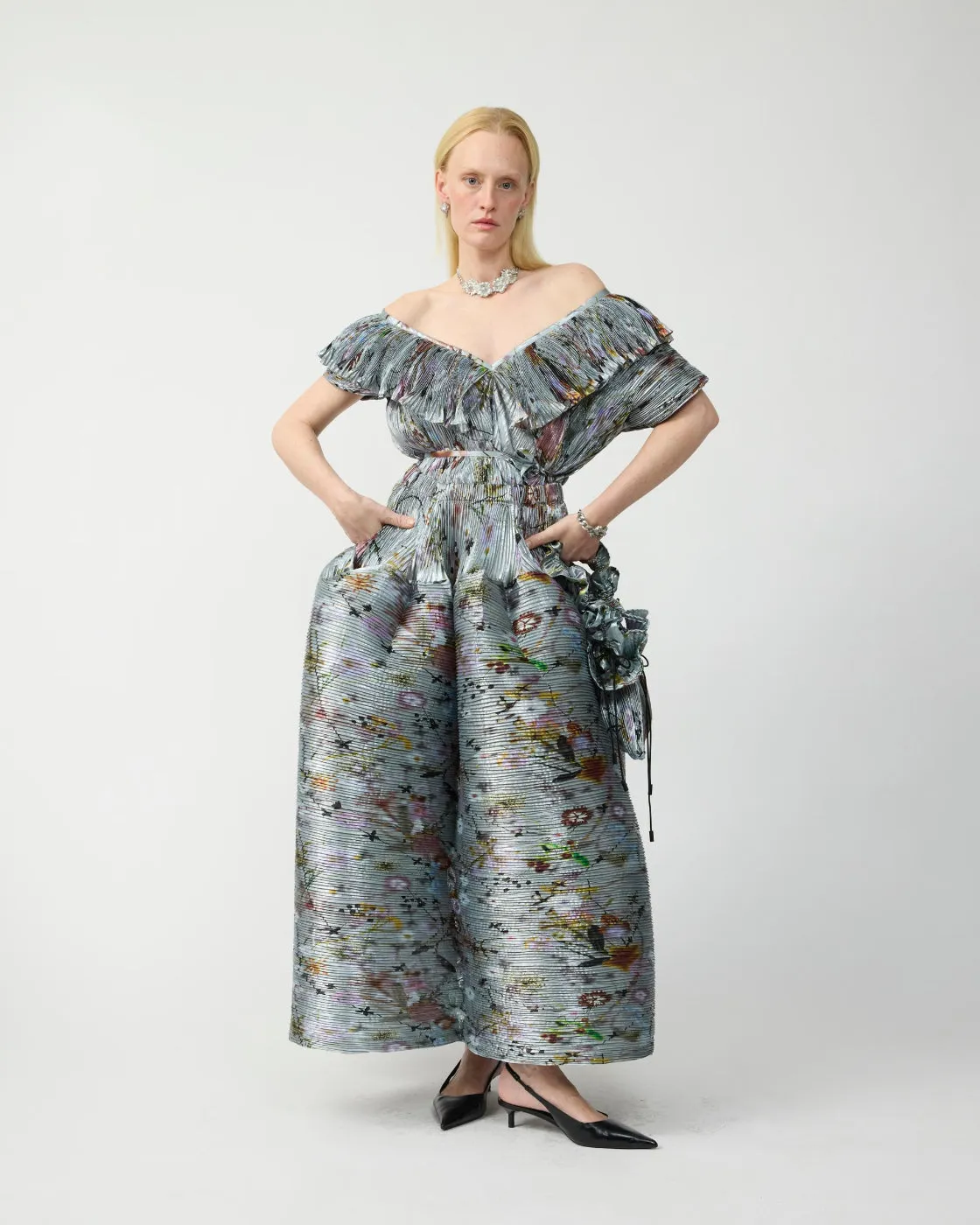 Marcia Handpleated Top in Metallic Frances sold by Julia Heuer