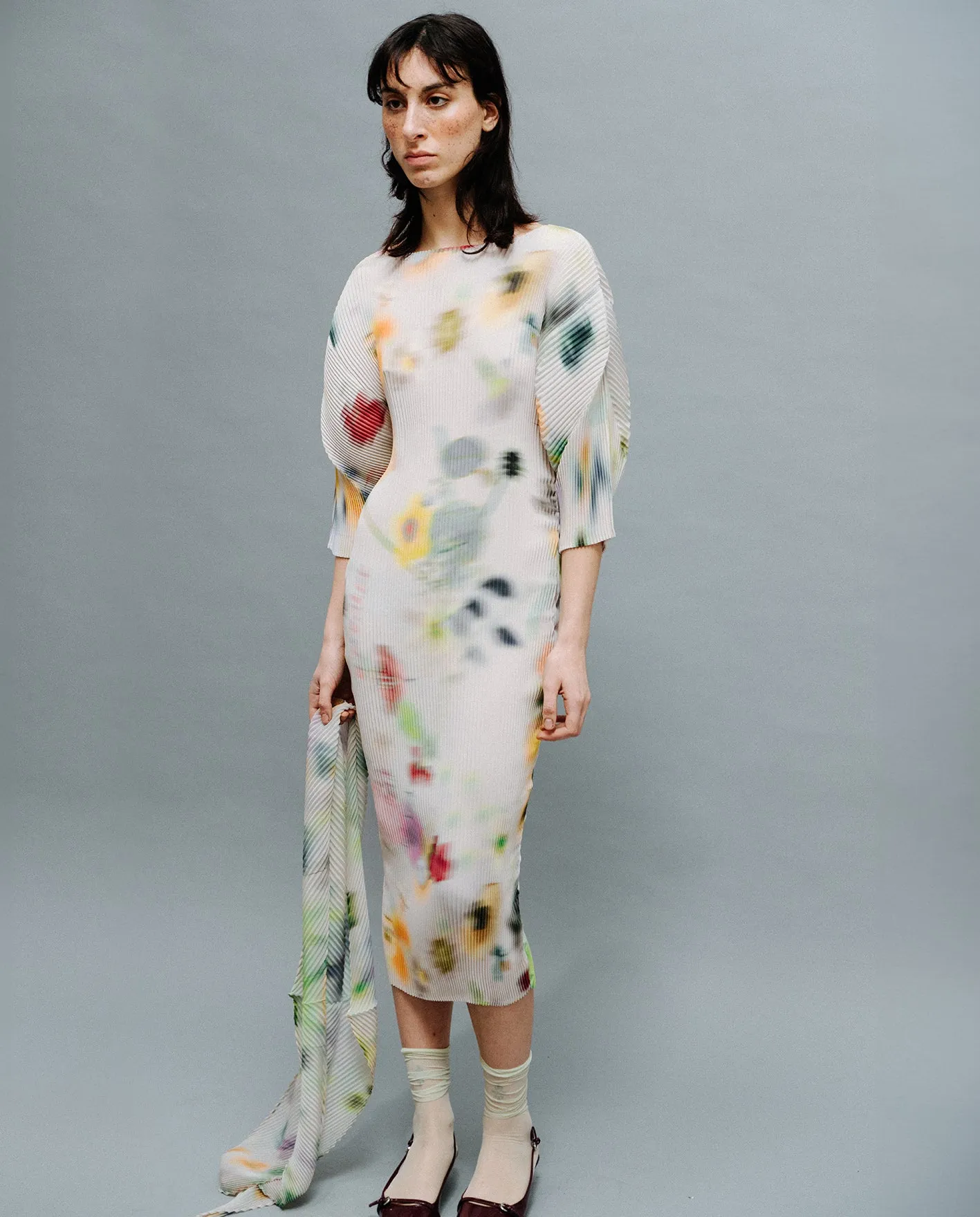 Leila Pleated Dress in light Mayu sold by Julia Heuer