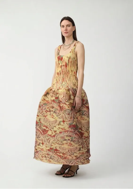 Moon Pleated Dress in Iridescent Jim - Couture Length made by Julia Heuer