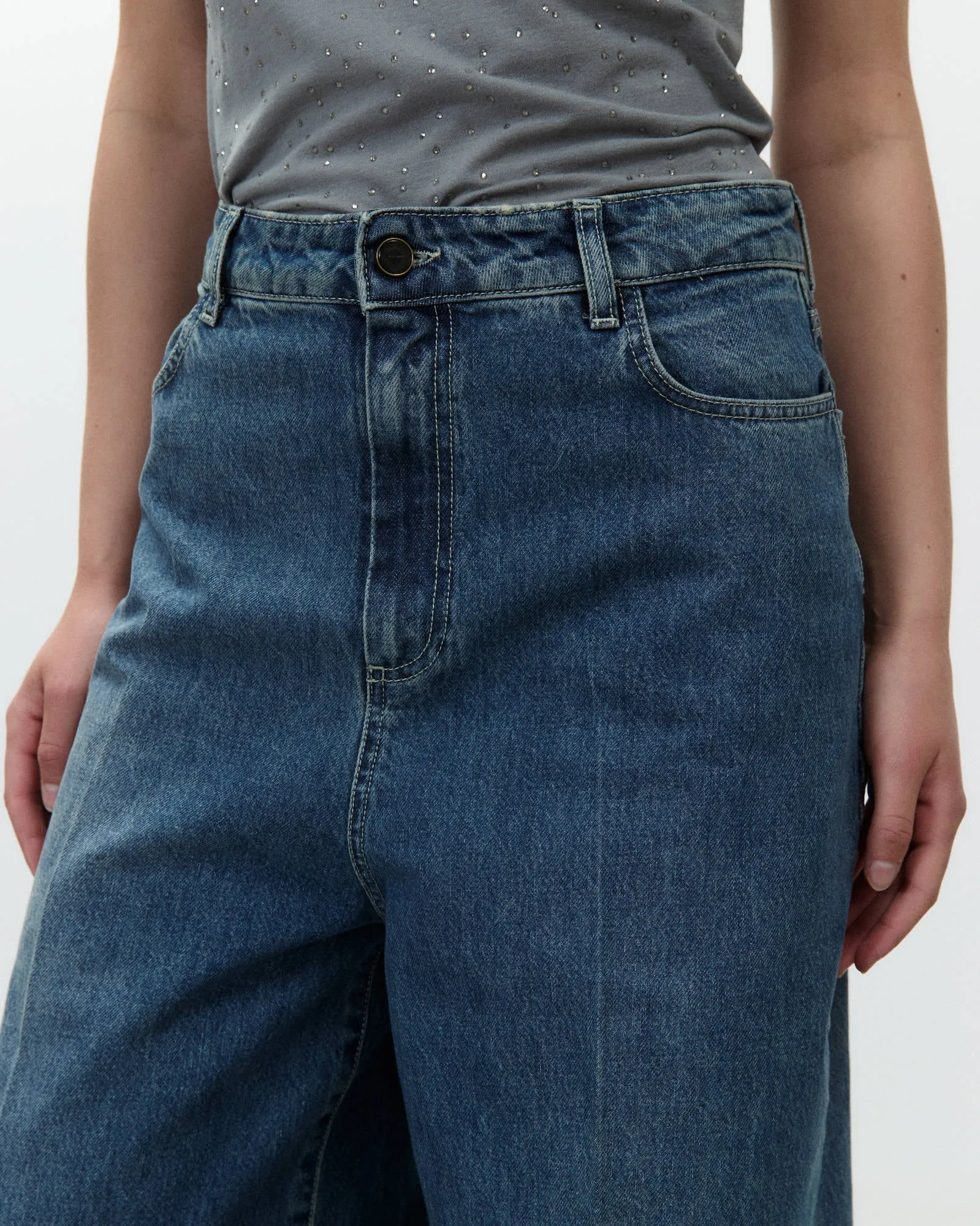 WIDE LEG DENIM PANTS sold by ALYSI product image thumbnail 2