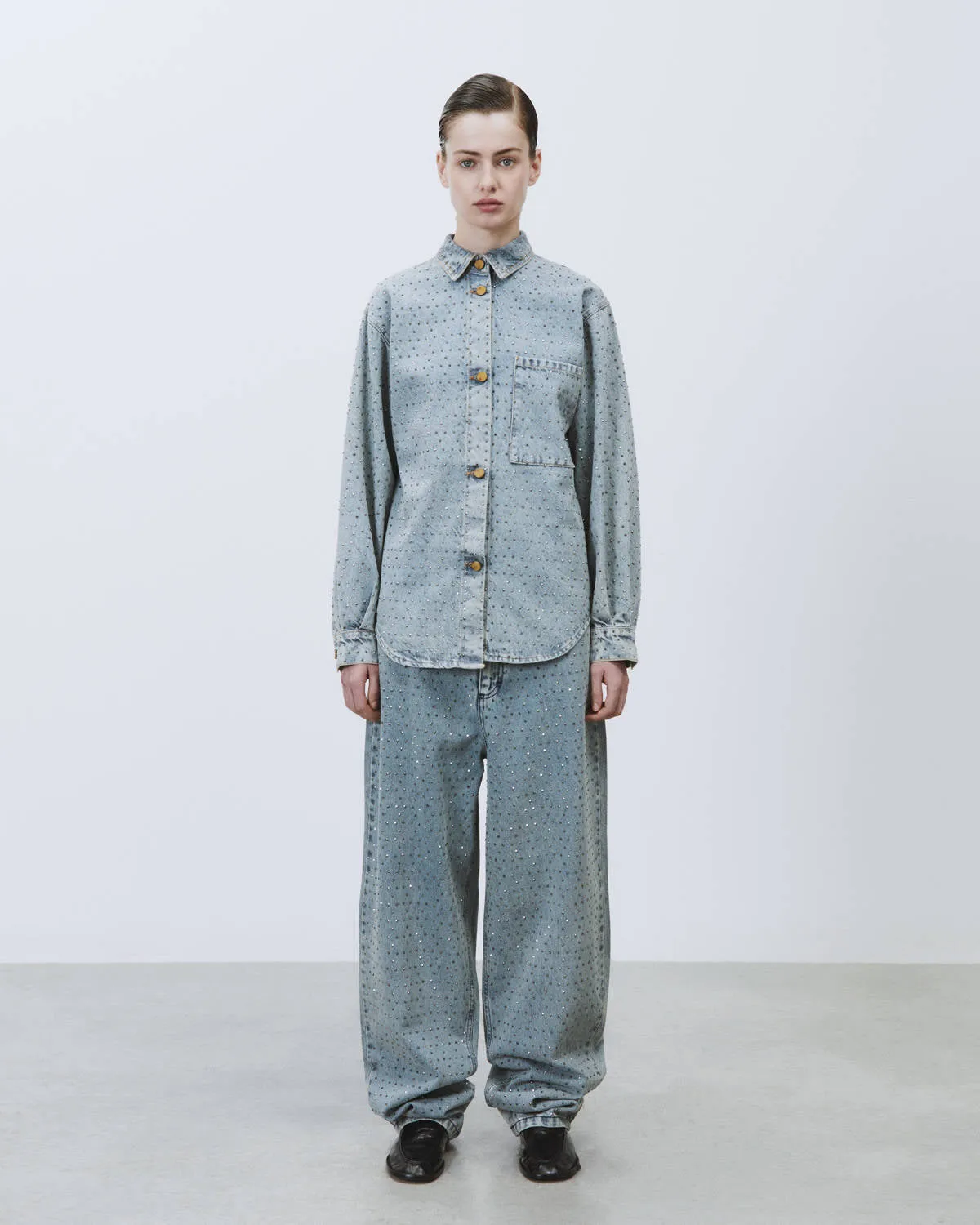 DENIM SHIRT WITH RHINESTONE APPLICATIONS sold by ALYSI