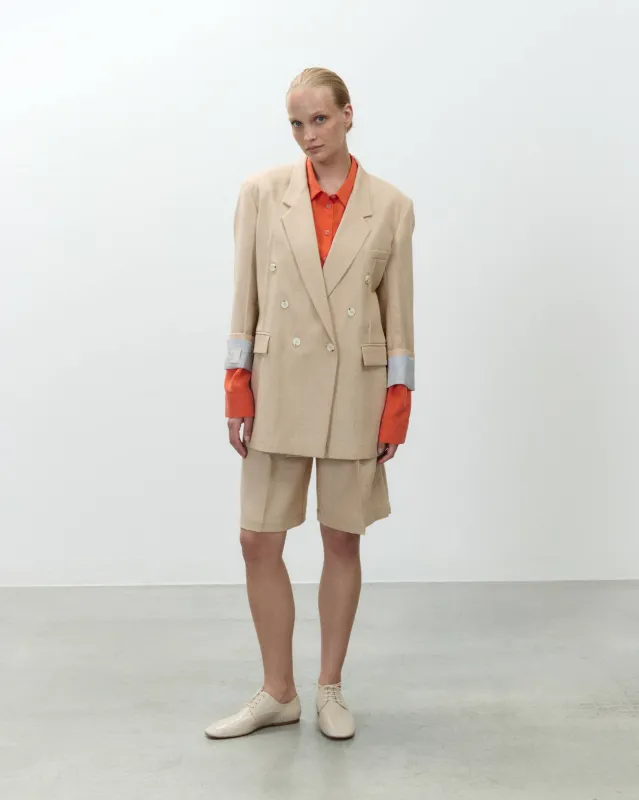 DOUBLE-BREASTED GRISAILLE WOOL BLAZER sold by ALYSI