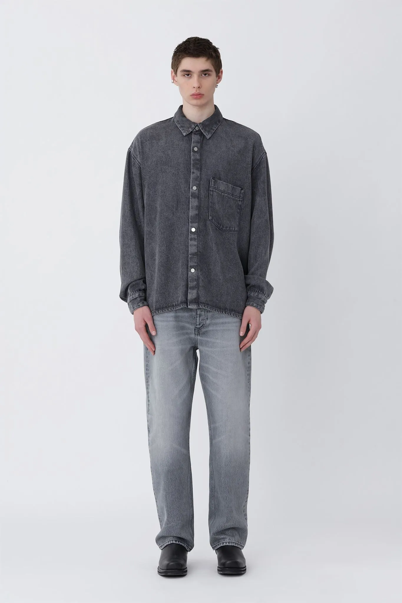 Maza Denim Shirt - Washed Grey sold by Won Hundred product image thumbnail 2