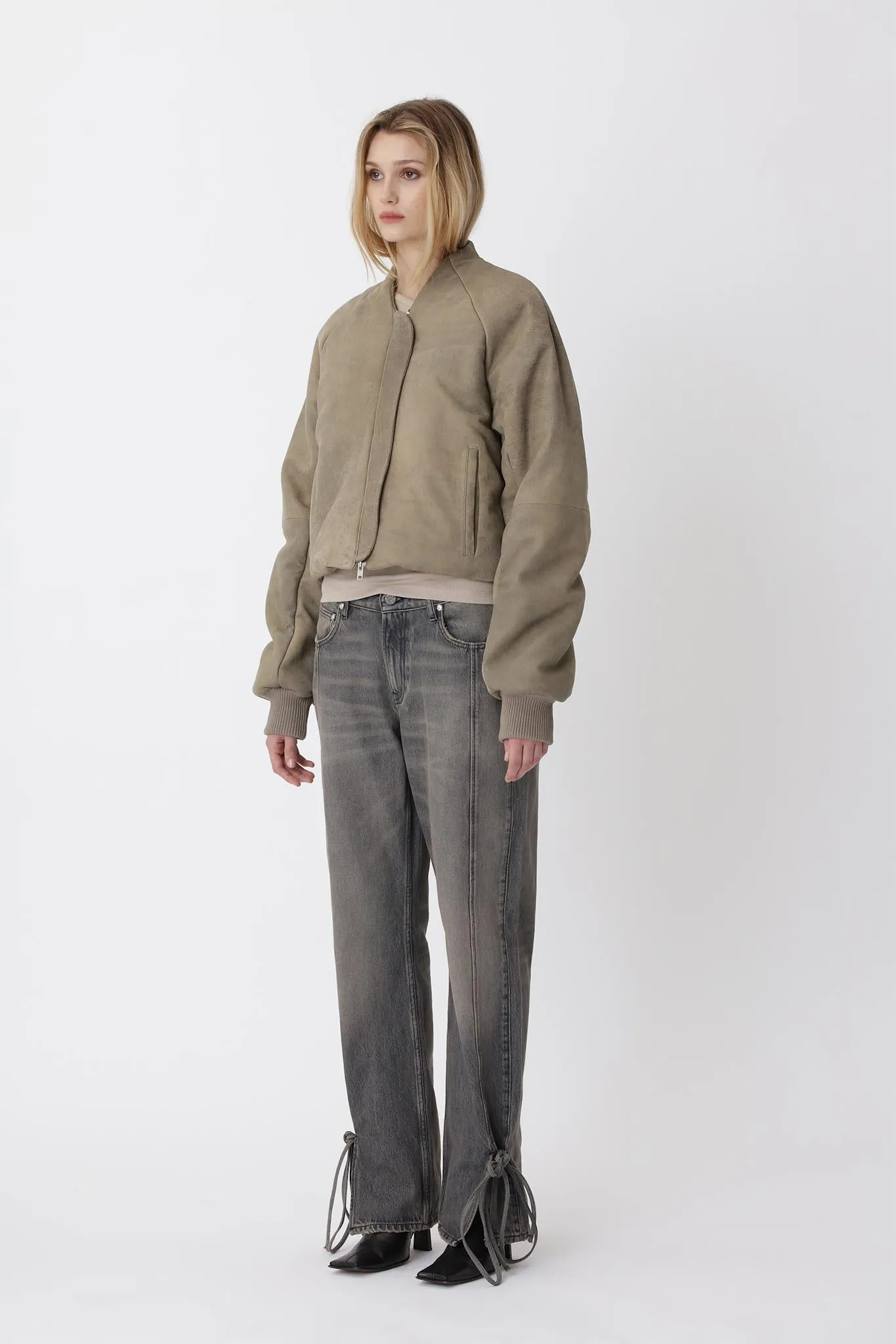 Ola leather Bomber jacket sold by Won Hundred product image thumbnail 3