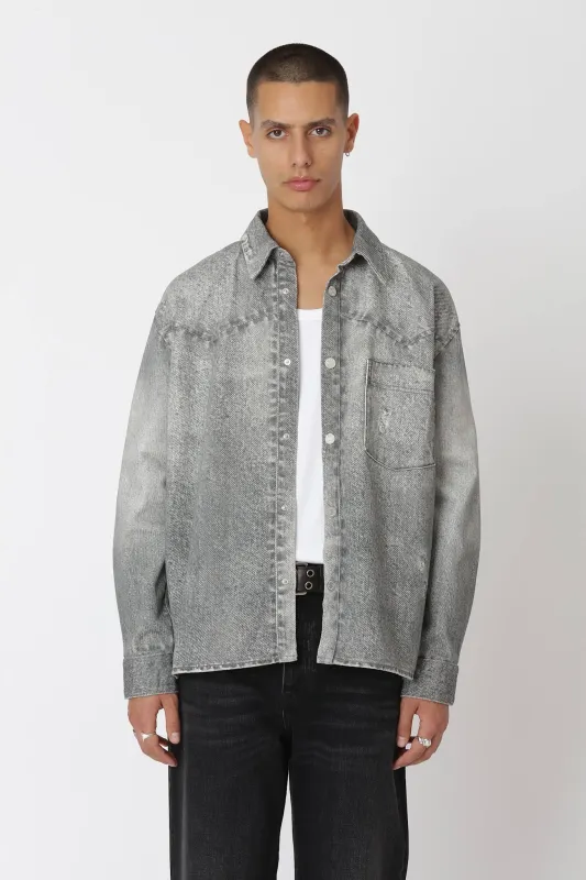 Zayne Printed Denim Shirt made by Won Hundred