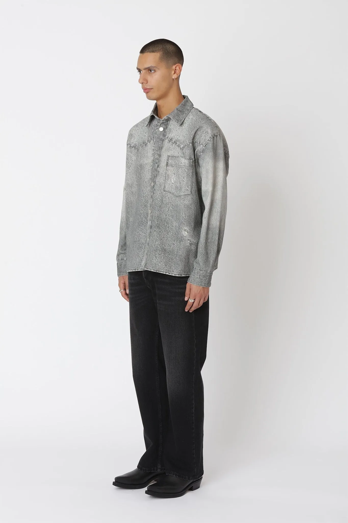 Zayne Printed Denim Shirt sold by Won Hundred product image thumbnail 4