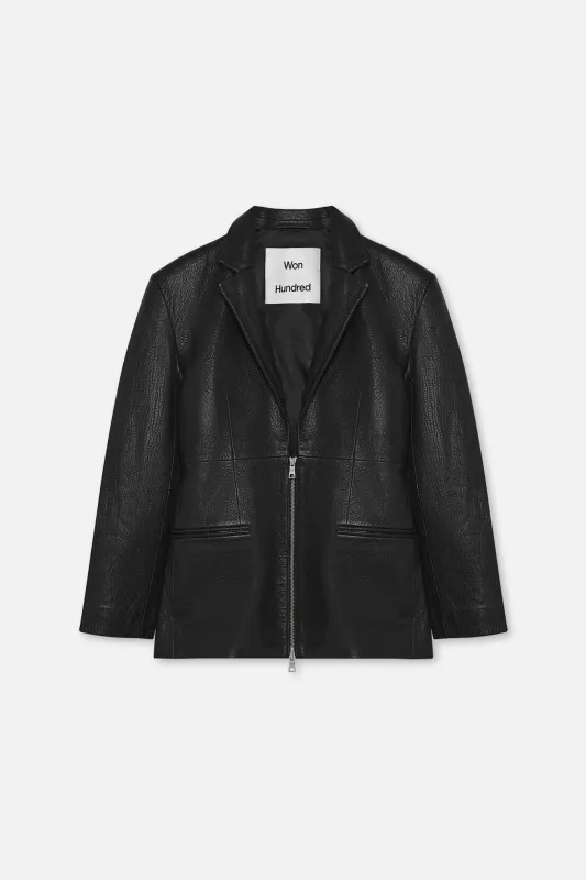 Florina Zip Leather Blazer made by Won Hundred