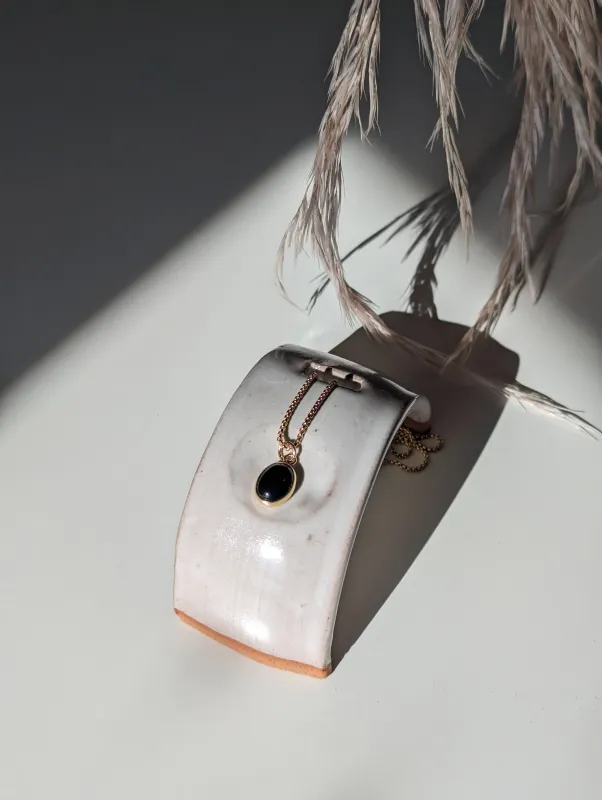 Onyx Pendant & Box Chain sold by Vanderzee