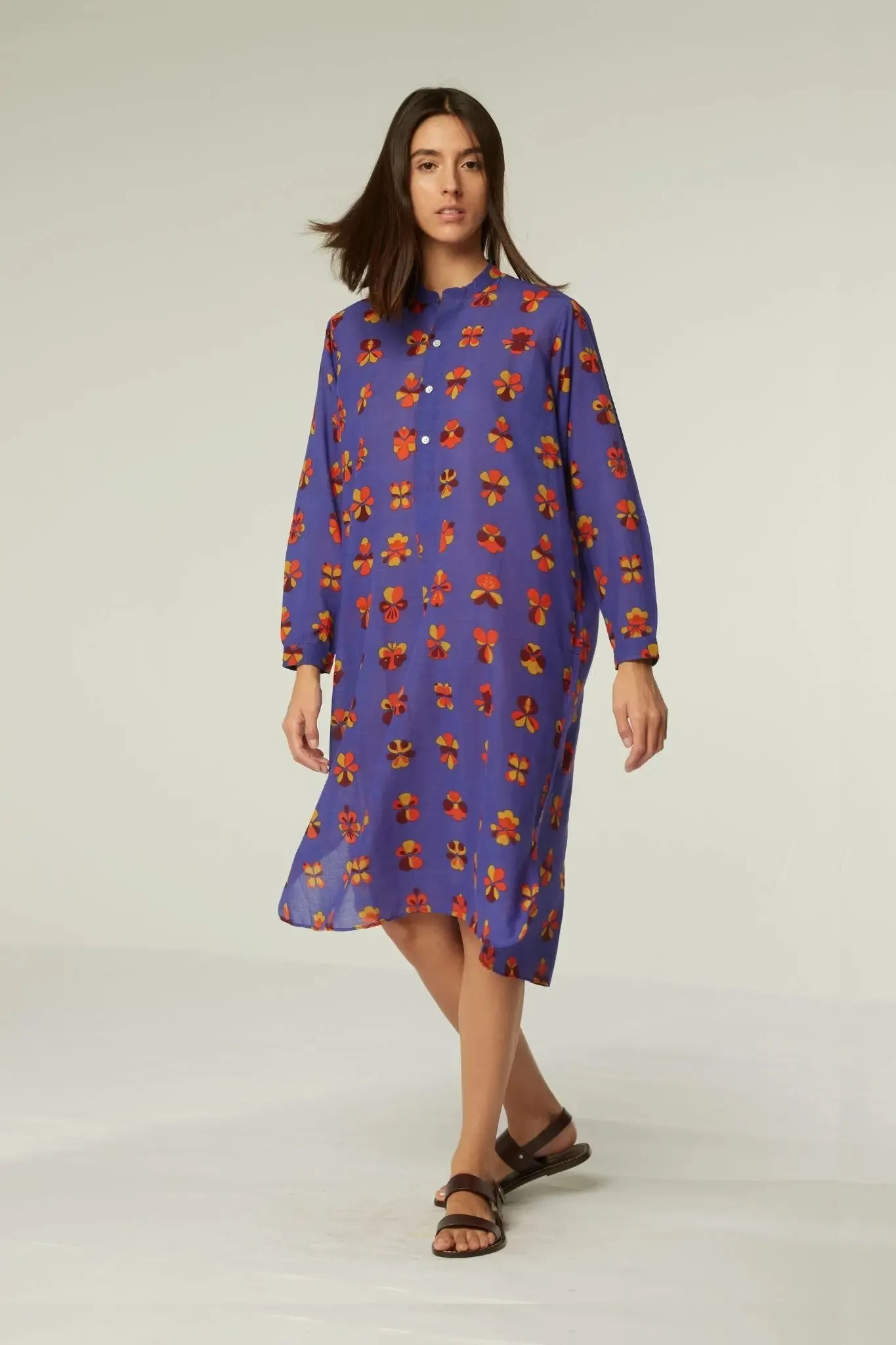 Robe Chloe - Flowers Viola Pansy Blue sold by Moismont