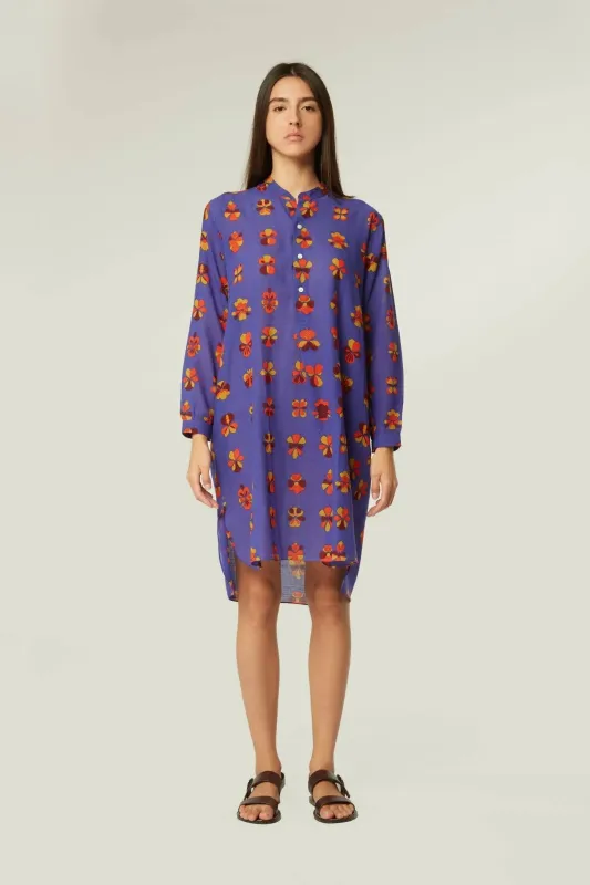 Robe Martine - Flowers Viola Pansy Blue made by Moismont