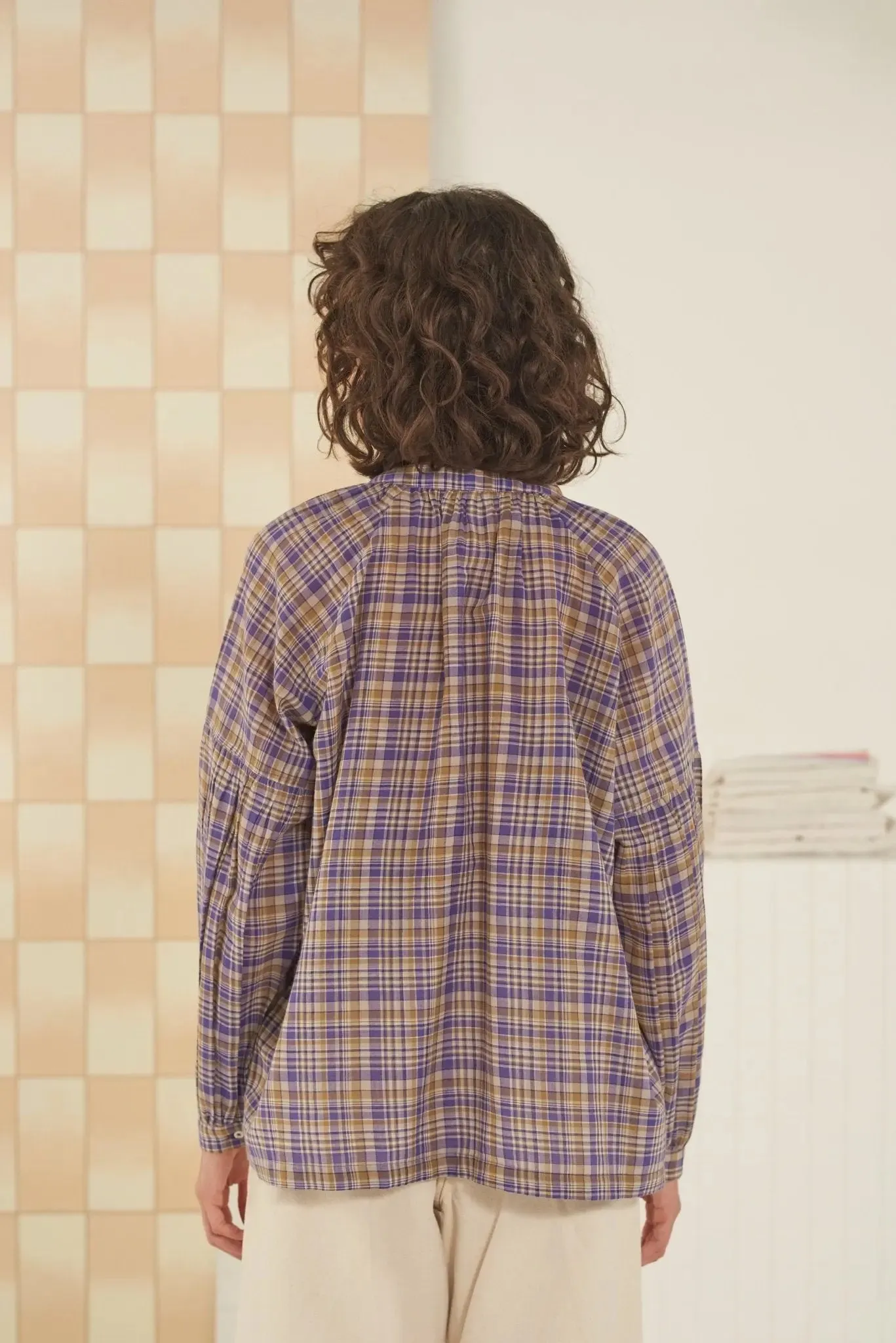 Blouse Louise N°708 Checks Chenai Violette sold by Moismont product image thumbnail 4