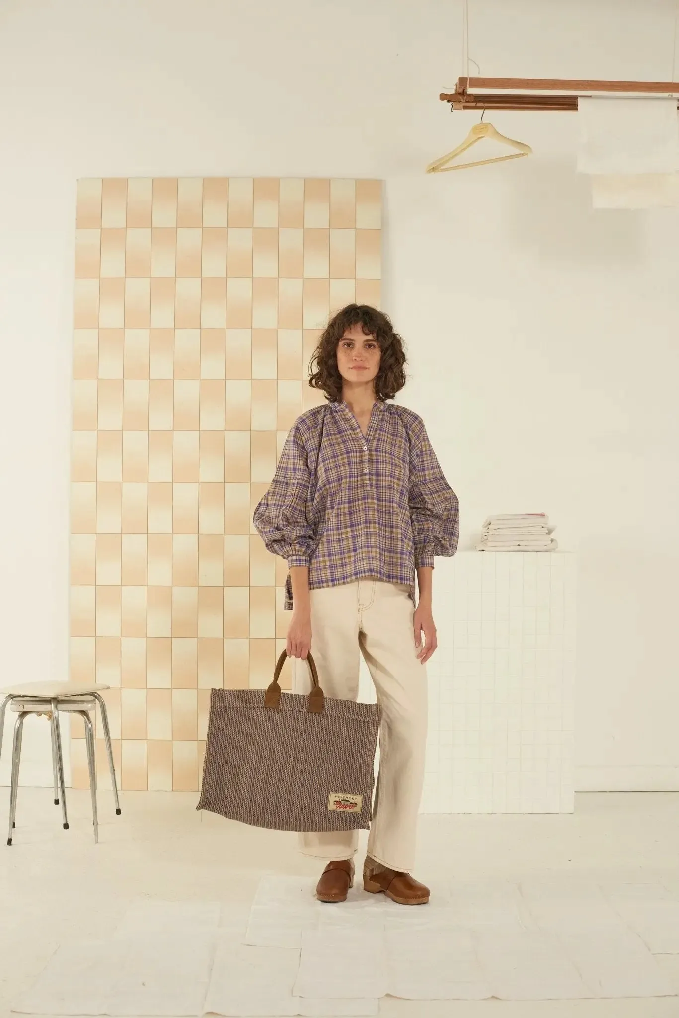 Blouse Louise N°708 Checks Chenai Violette sold by Moismont product image thumbnail 2