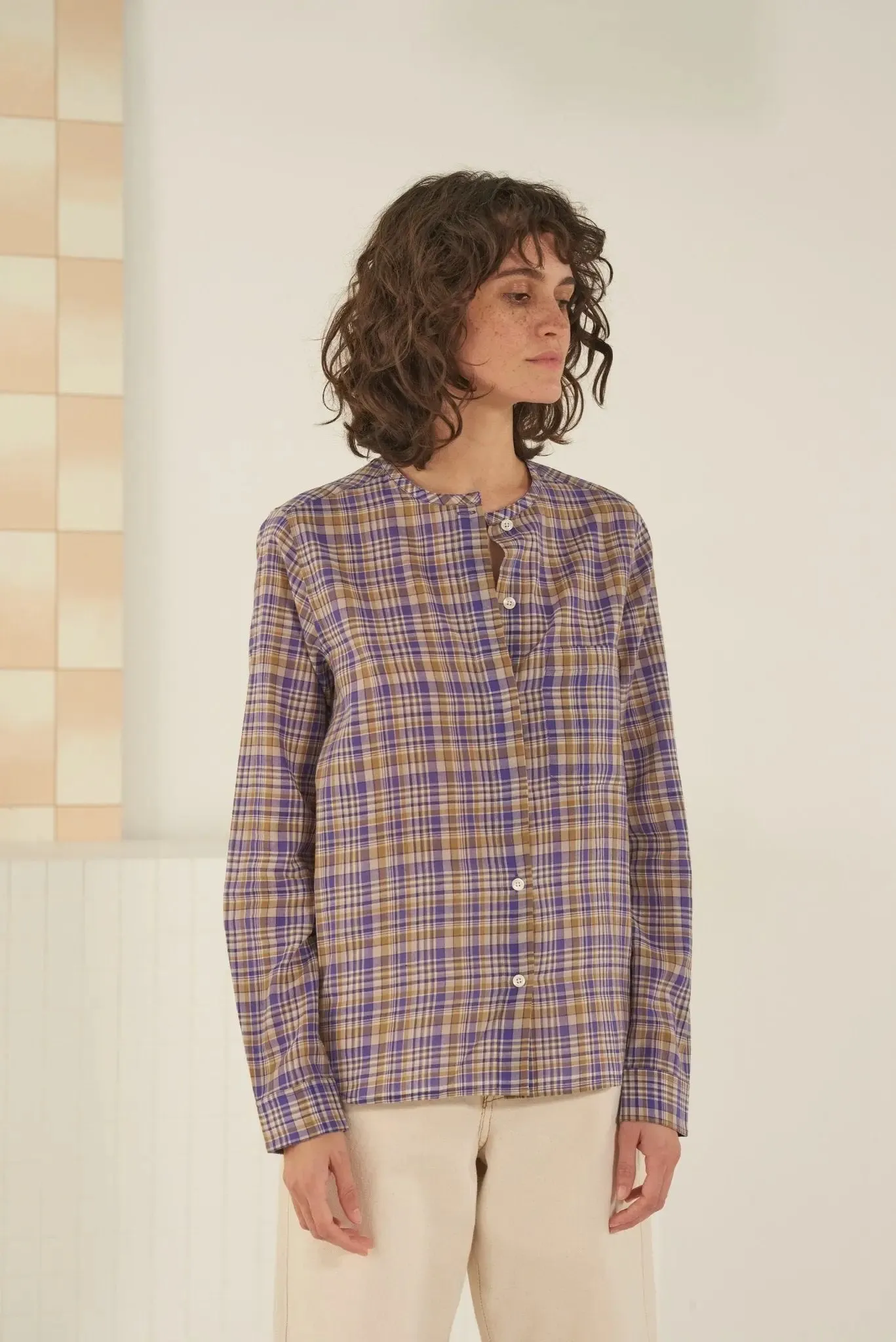 Chemise Lucia N°706 Checks Chenai Violette sold by Moismont