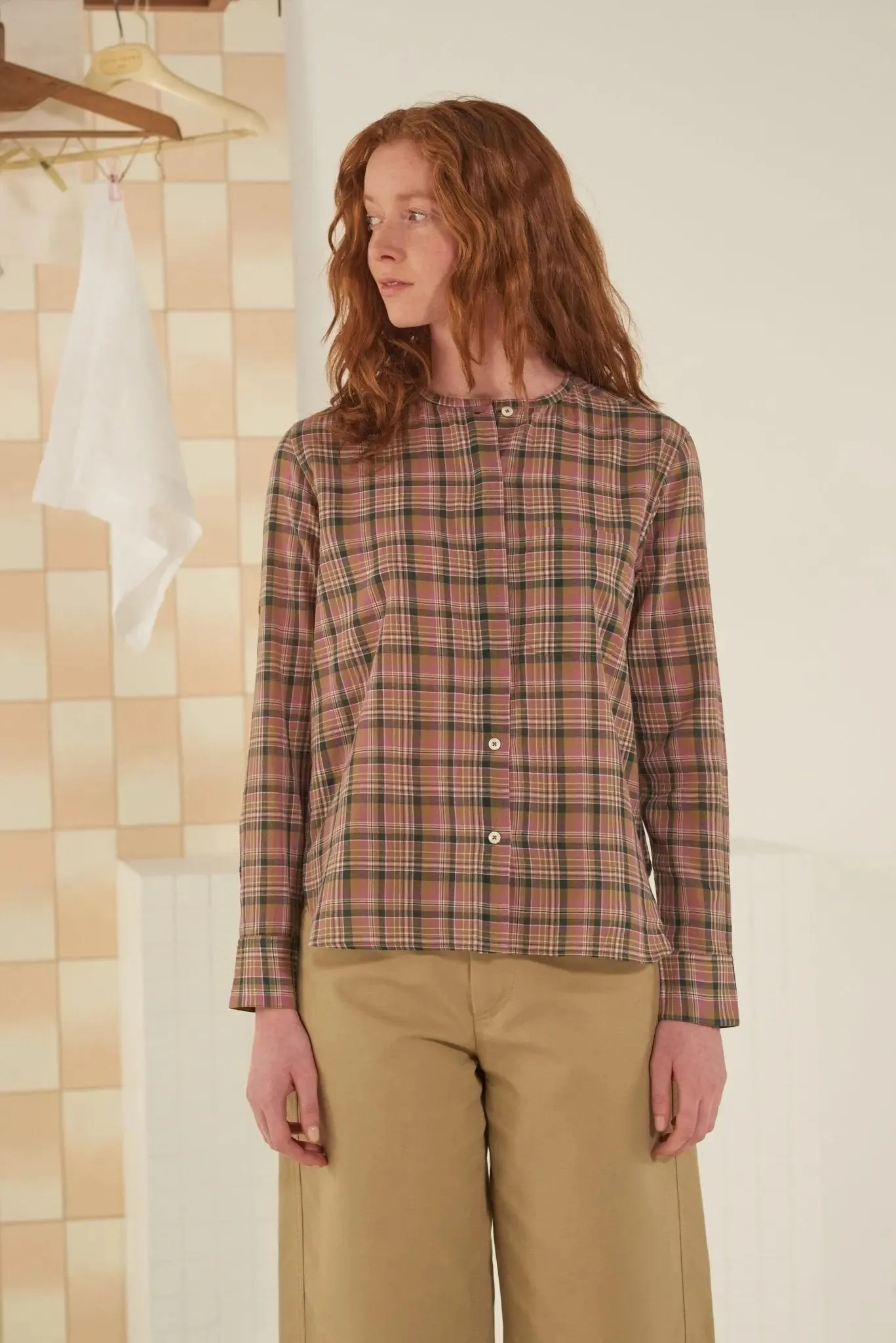 Chemise Lucia N°706 Checks Chenai Nut sold by Moismont